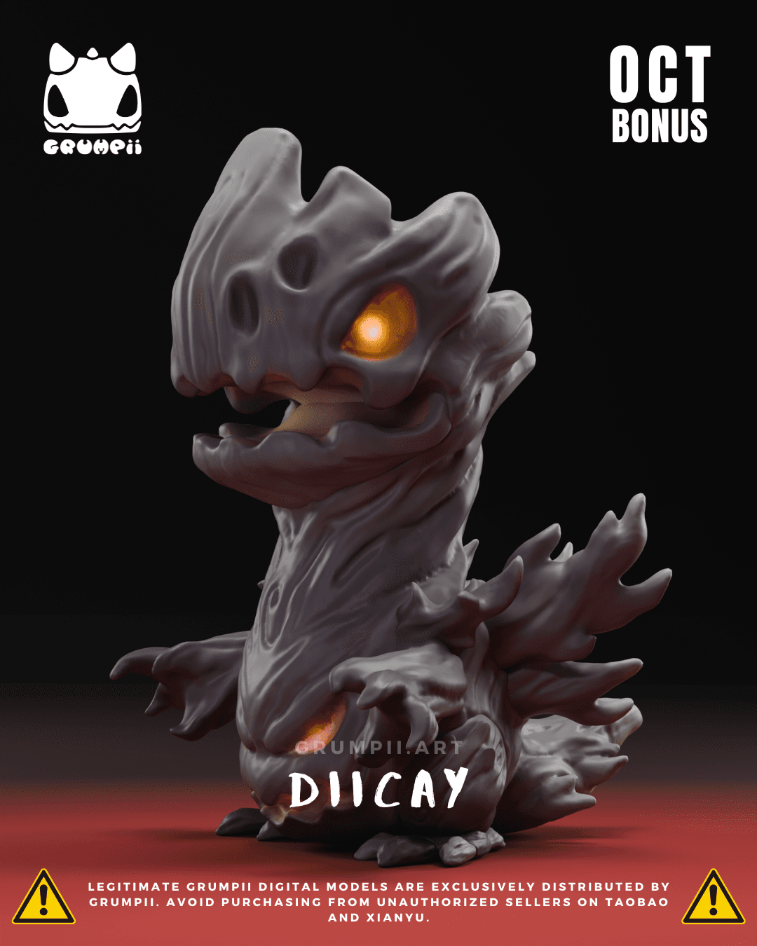 Grumpii 3D Printable Art Toy - 2024 October Bonus - Corvii & Diicay 3d model