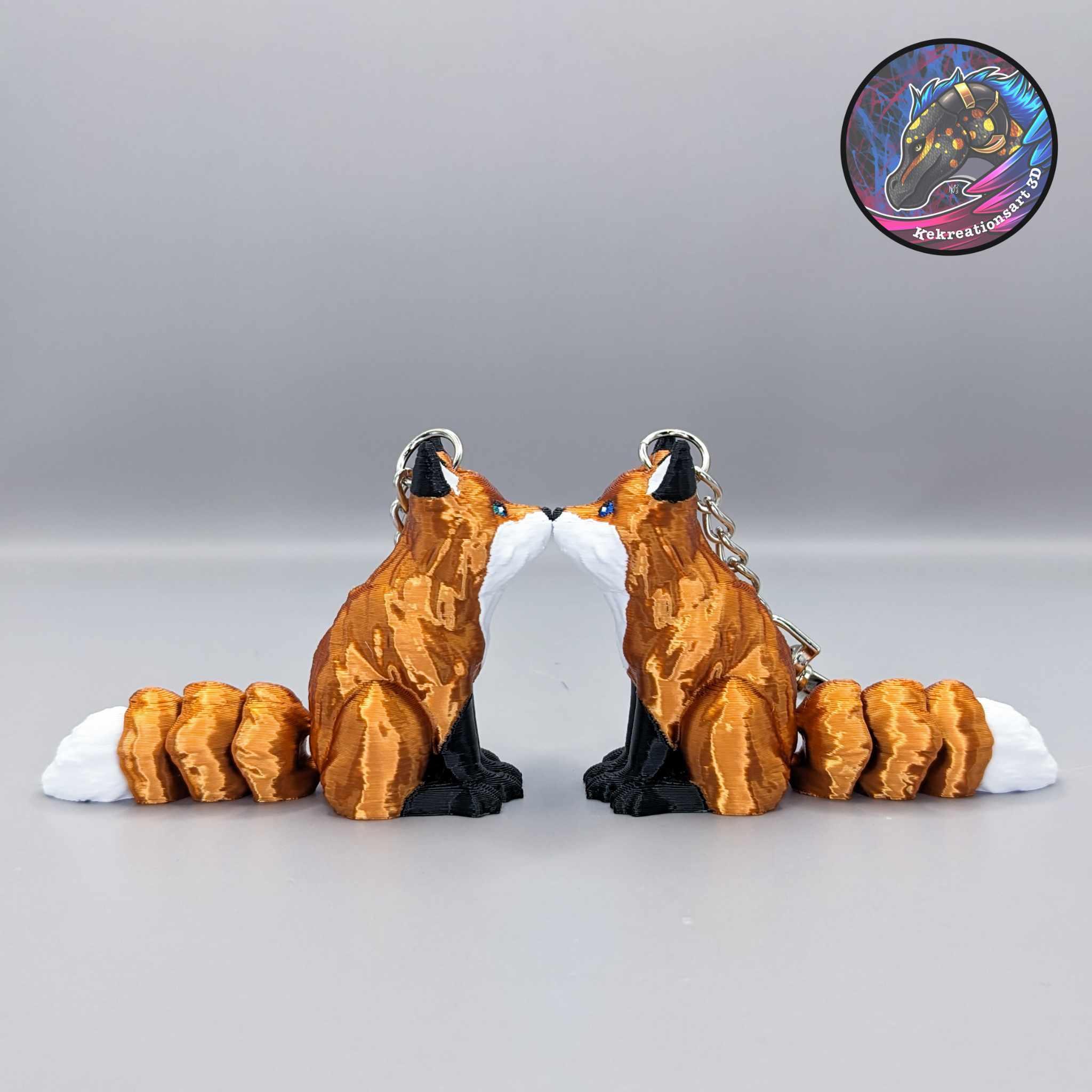 Flexi Kissy Keychains (Dragon + Fox) 3d model