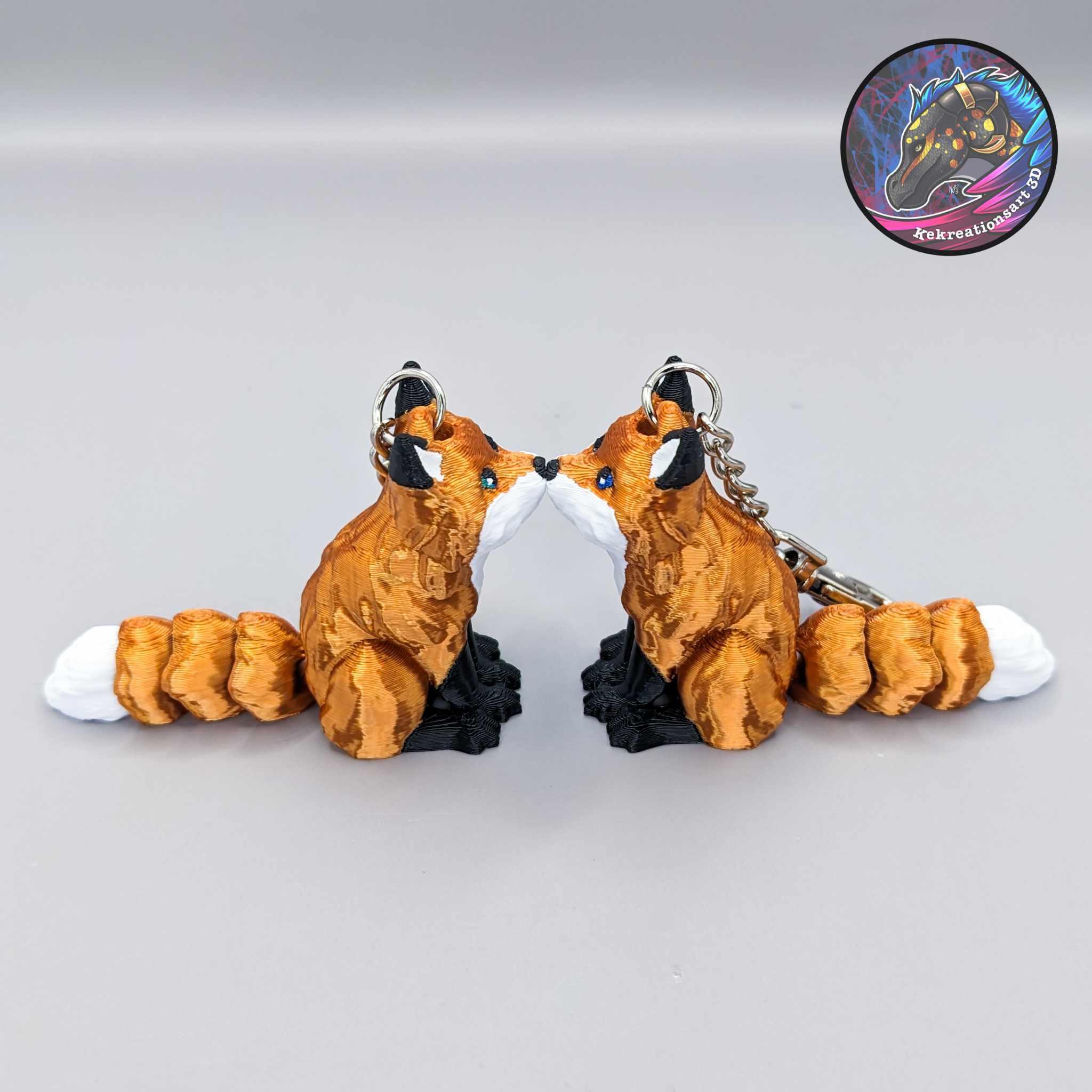 Flexi Kissy Keychains (Dragon + Fox) 3d model