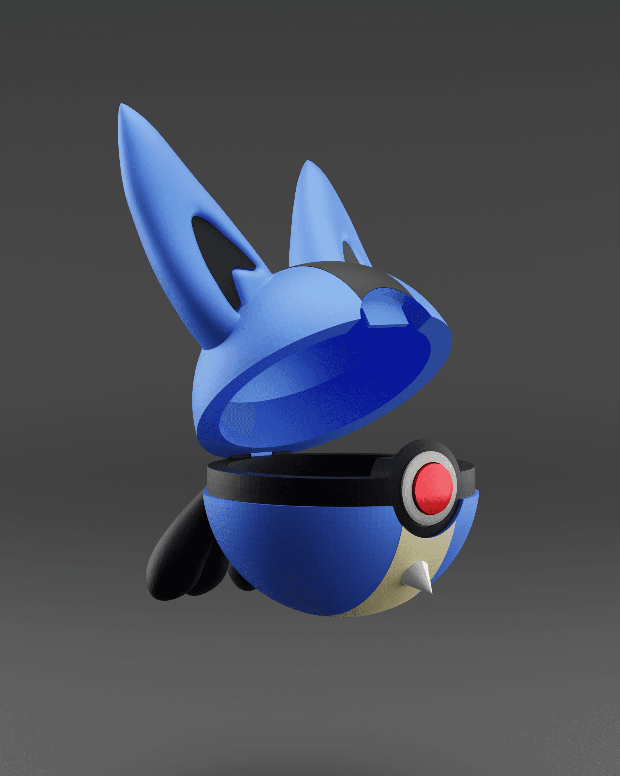 LucaBall Lucario Themed Opening Pokeball - Fan Art 3d model