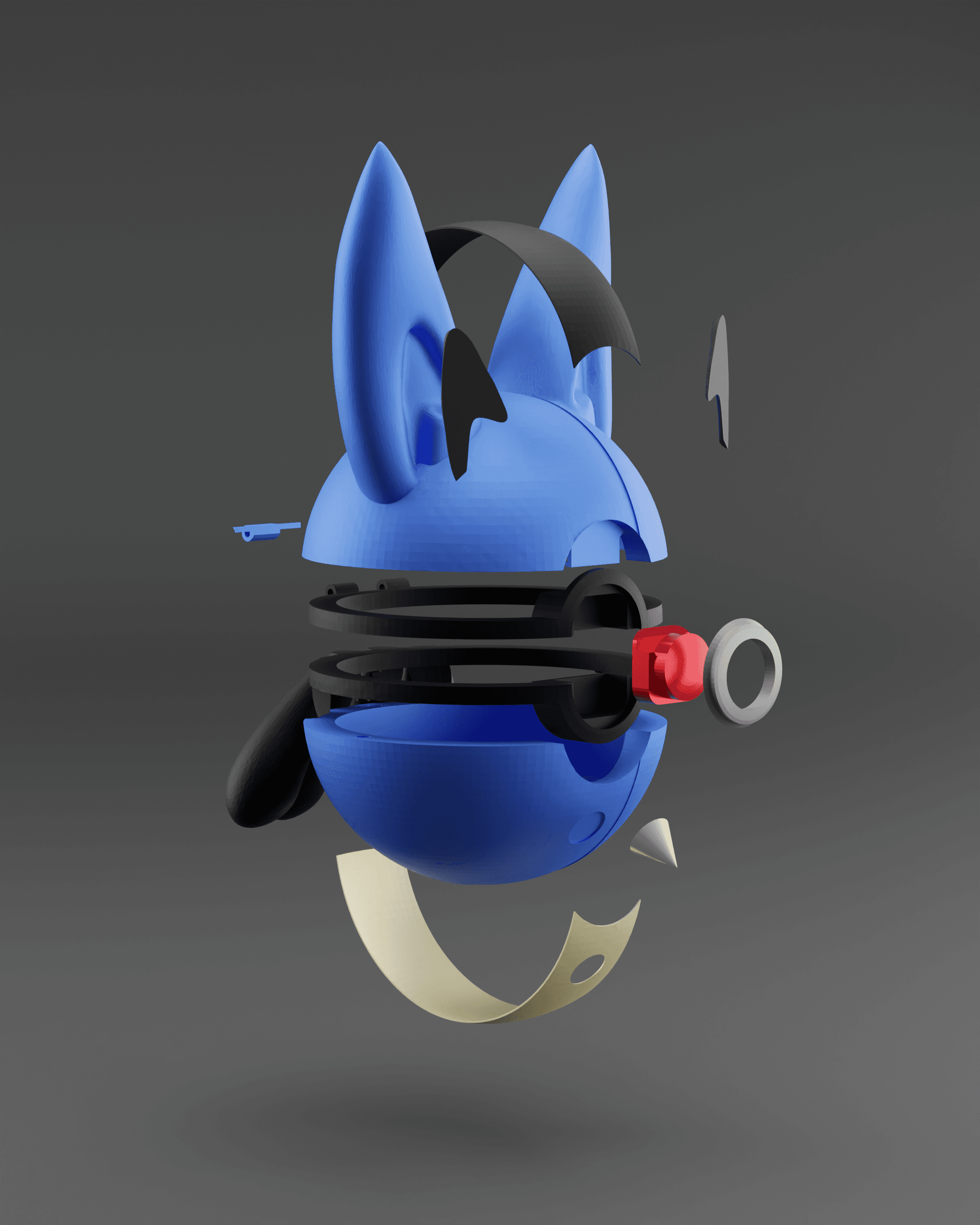 LucaBall Lucario Themed Opening Pokeball - Fan Art 3d model