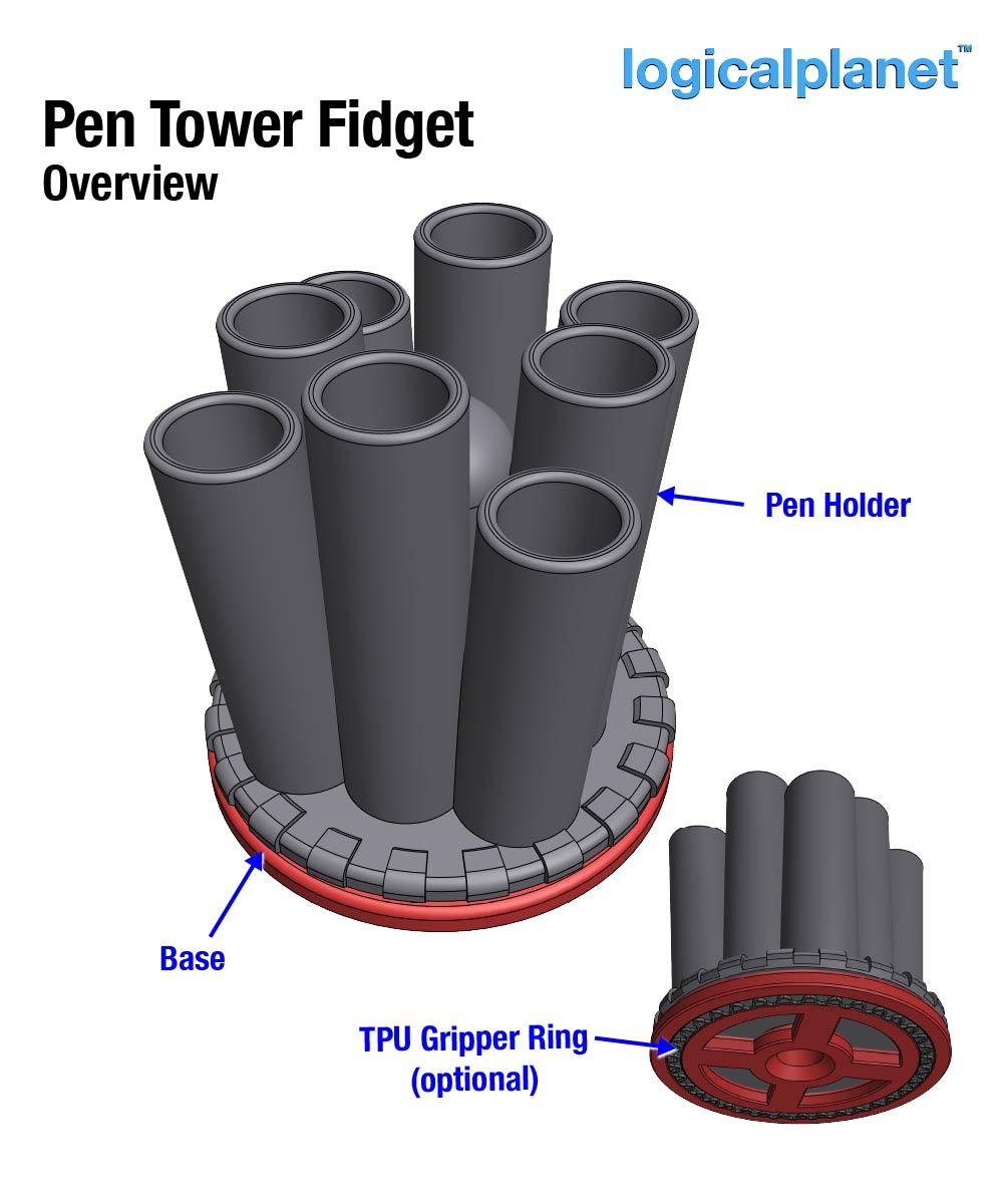 Pen Tower (Holder) Desk Fidget 3d model