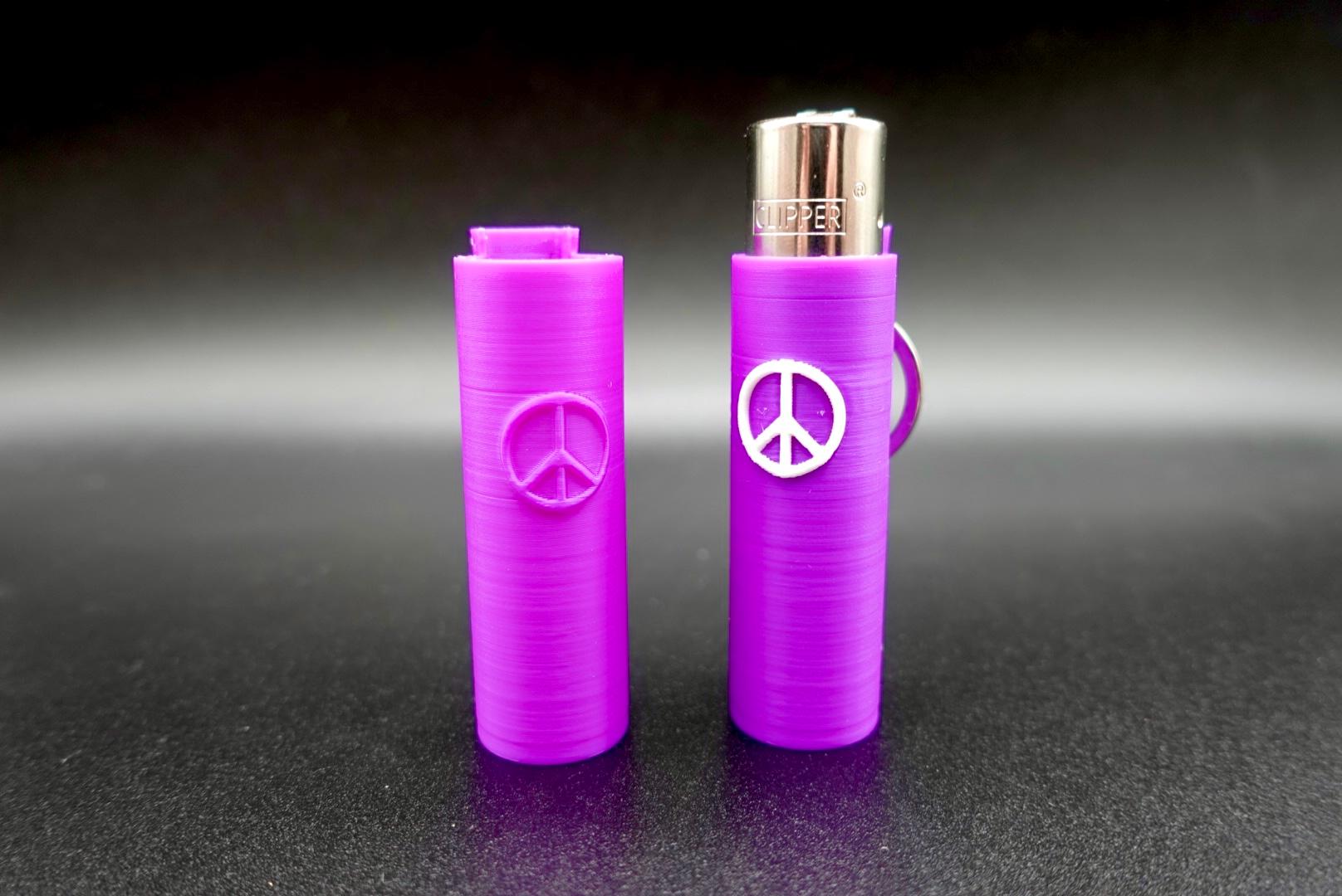 Clipper Lighter Case + Keychain Case (Peace Sign) 3d model