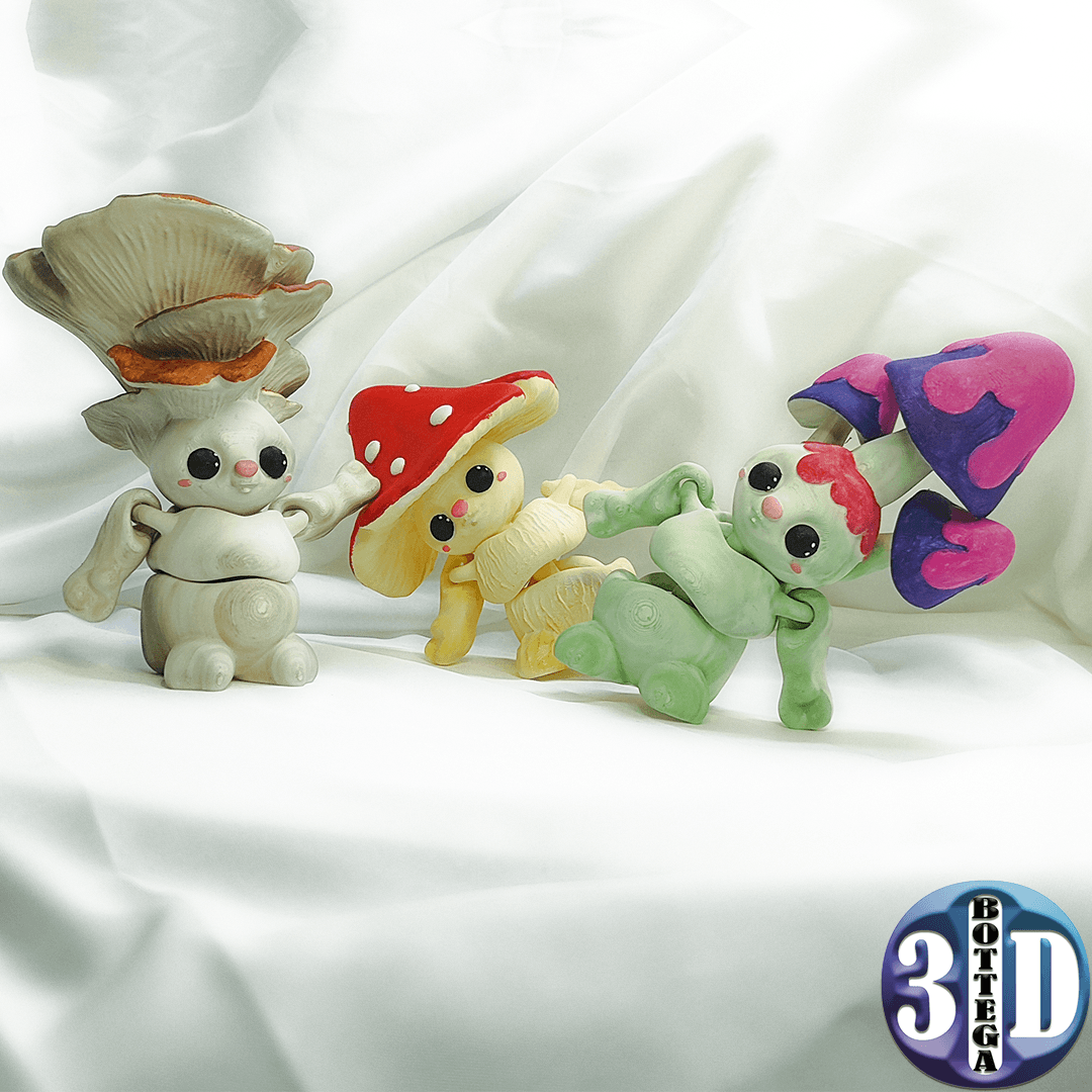 Fungus Family #01, articulated toys, mushrooms  3d model