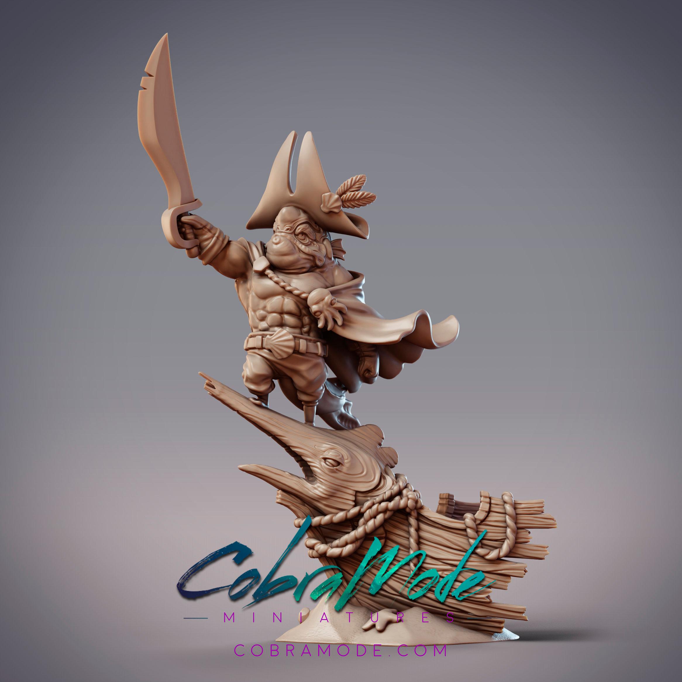 Fishfolk Pirate Captain - Dagon, Sommos Jow Captain (Pre-supported) 3d model