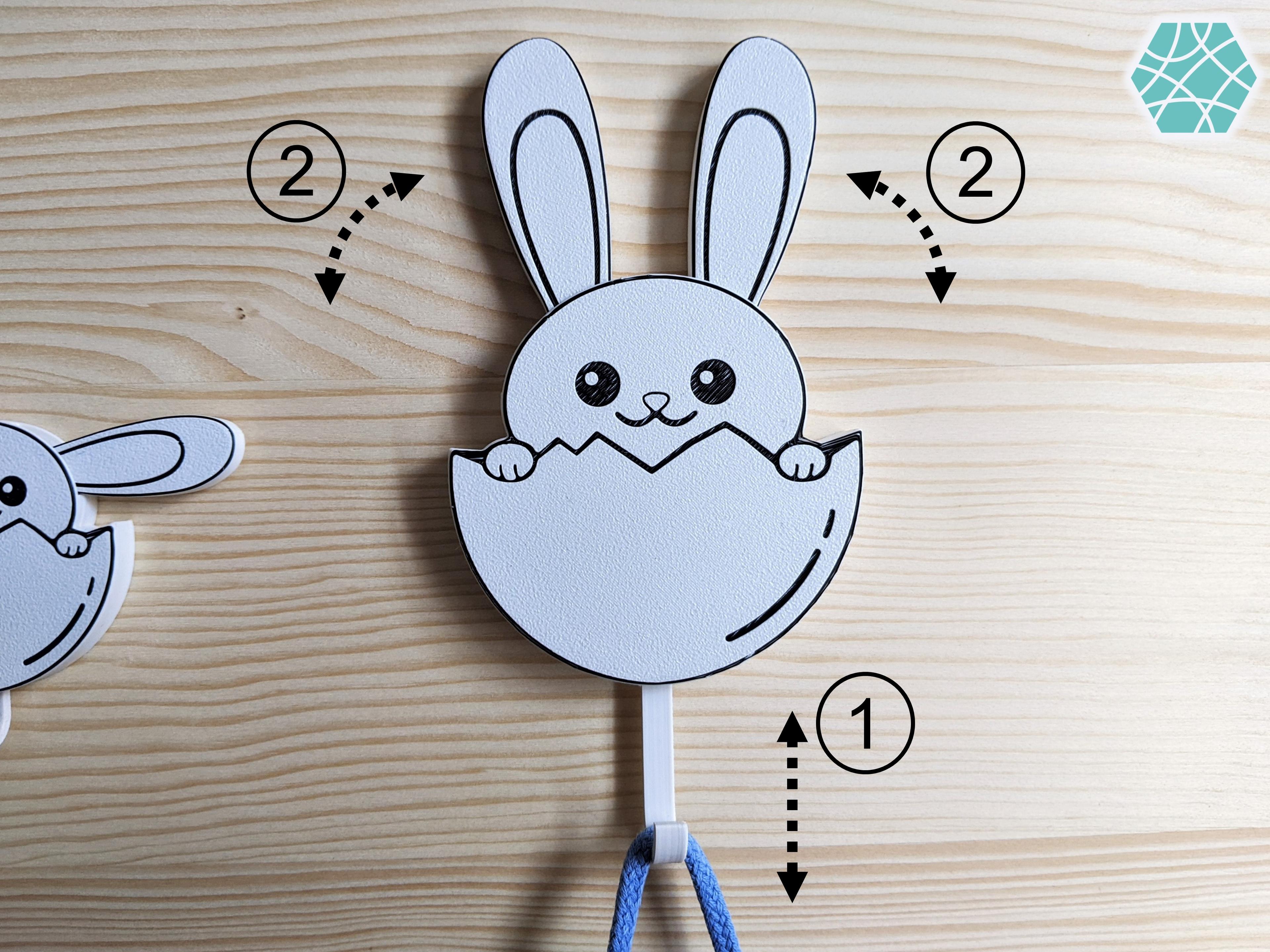 WALL KEY HOLDER BUNNY - funny and cute bunny key hanger and organizer 3d model