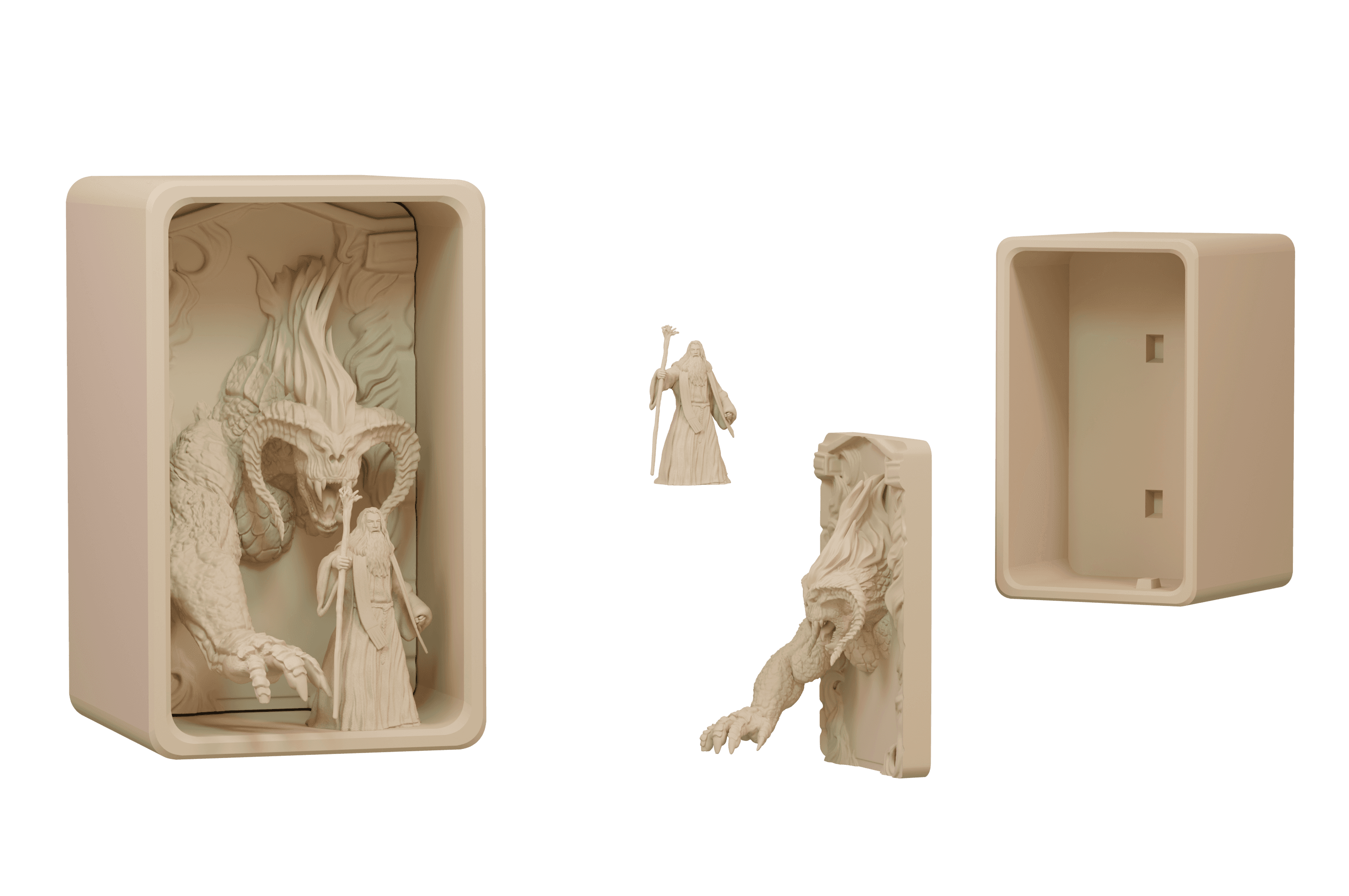 Balrog and Gandalf Book Case Display 3d model