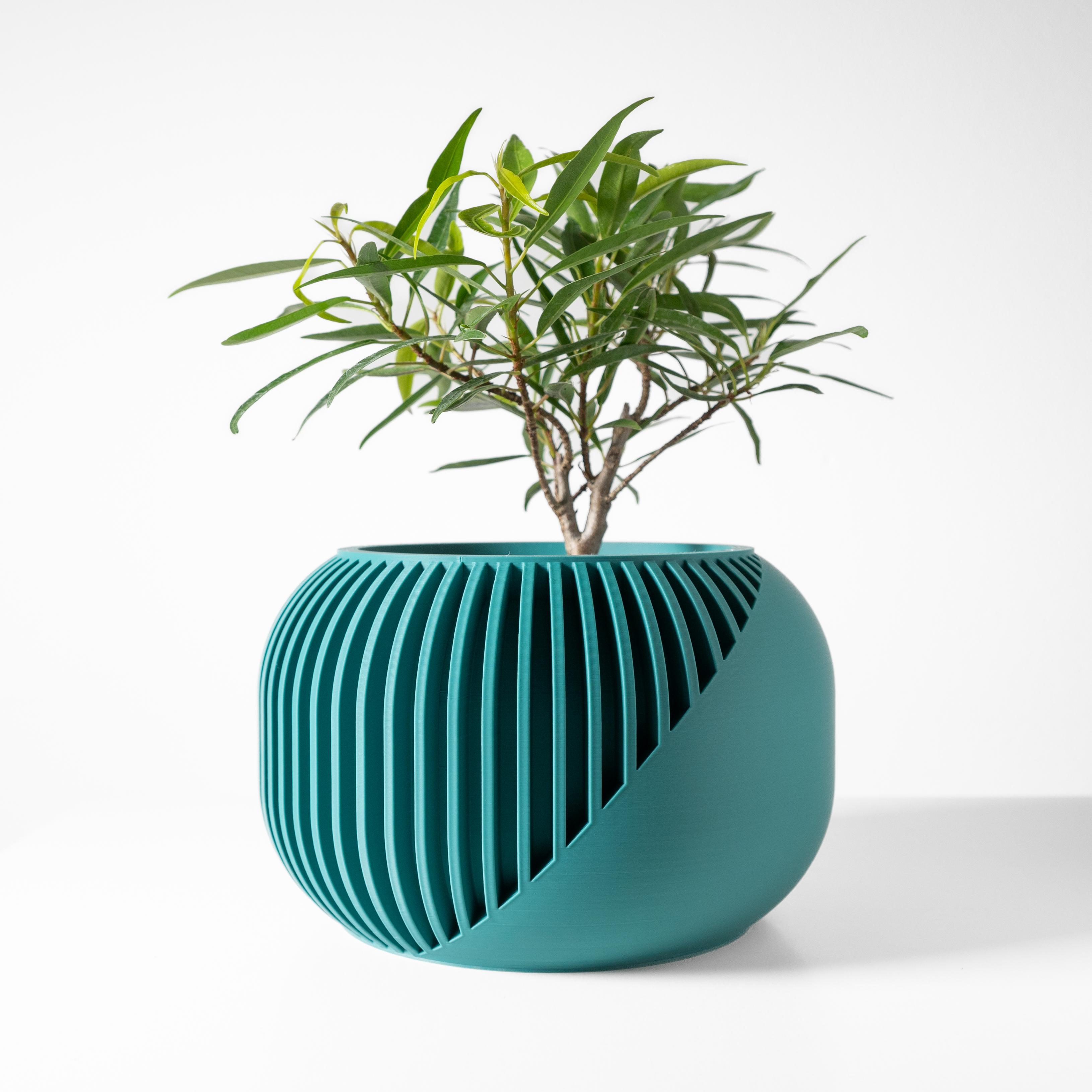 The Narvo Planter Pot with Drainage Tray & Stand: Modern and Unique Home Decor for Plants 3d model