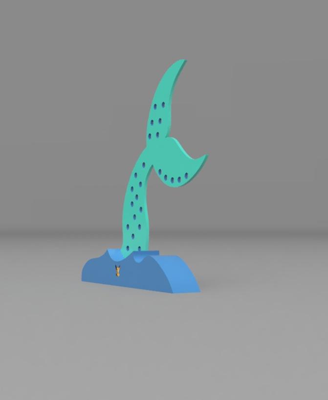 Mermaid tail earring holder 3d model