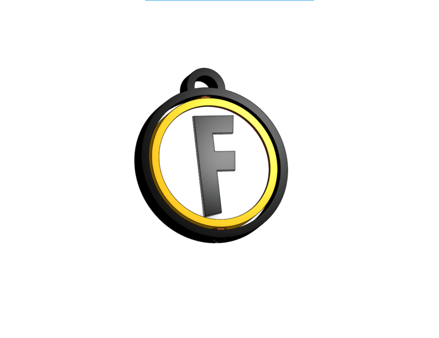 Fornite™ Inspired rotating round keychain - Print in place  3d model