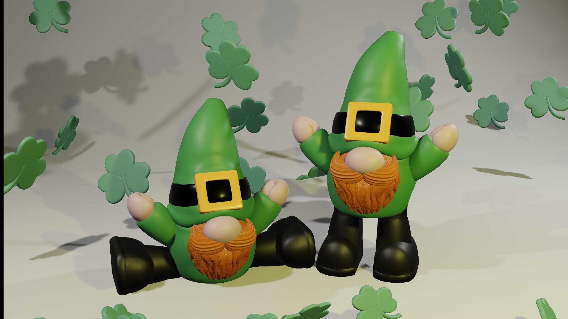 St Patty's Flexi Gnome - Articulated Fidget Toy 3d model