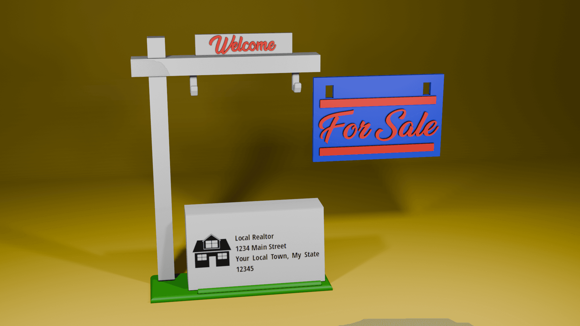 Realtor Sign Business Card Holder 3d model