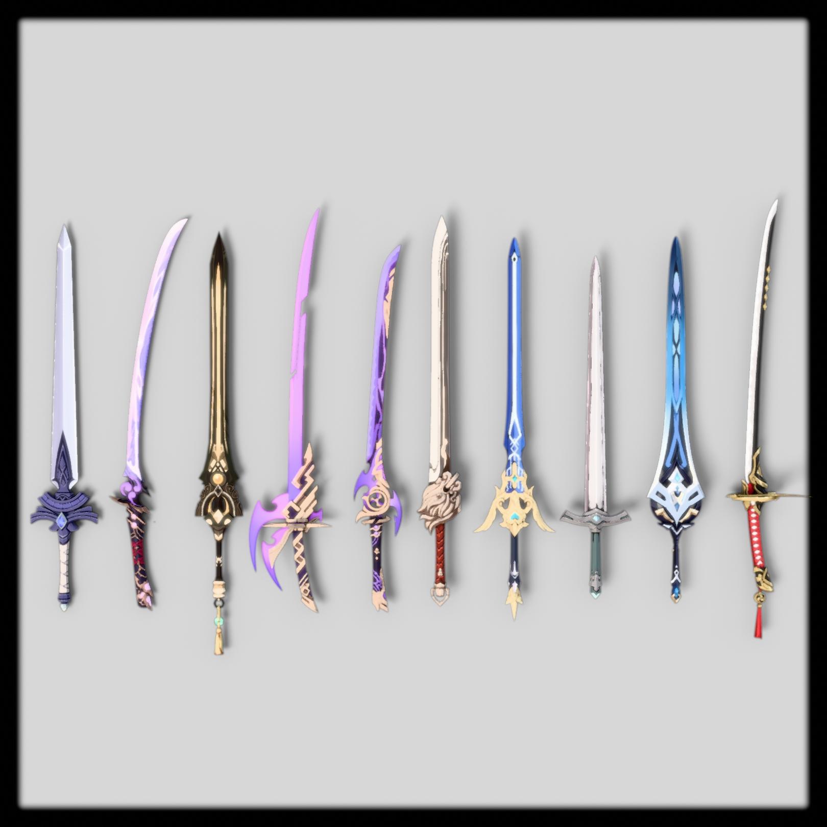 Genshin Impact Swords Collection 3d model