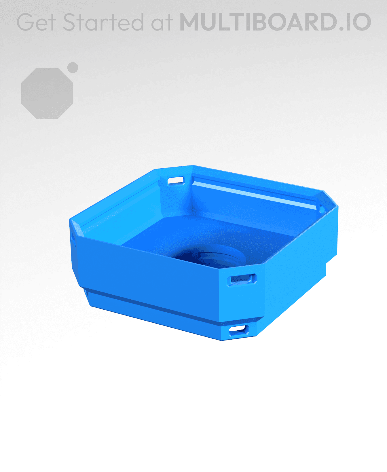 1x1x0·25, Lock Hole Base, Multigrid Bin 3d model