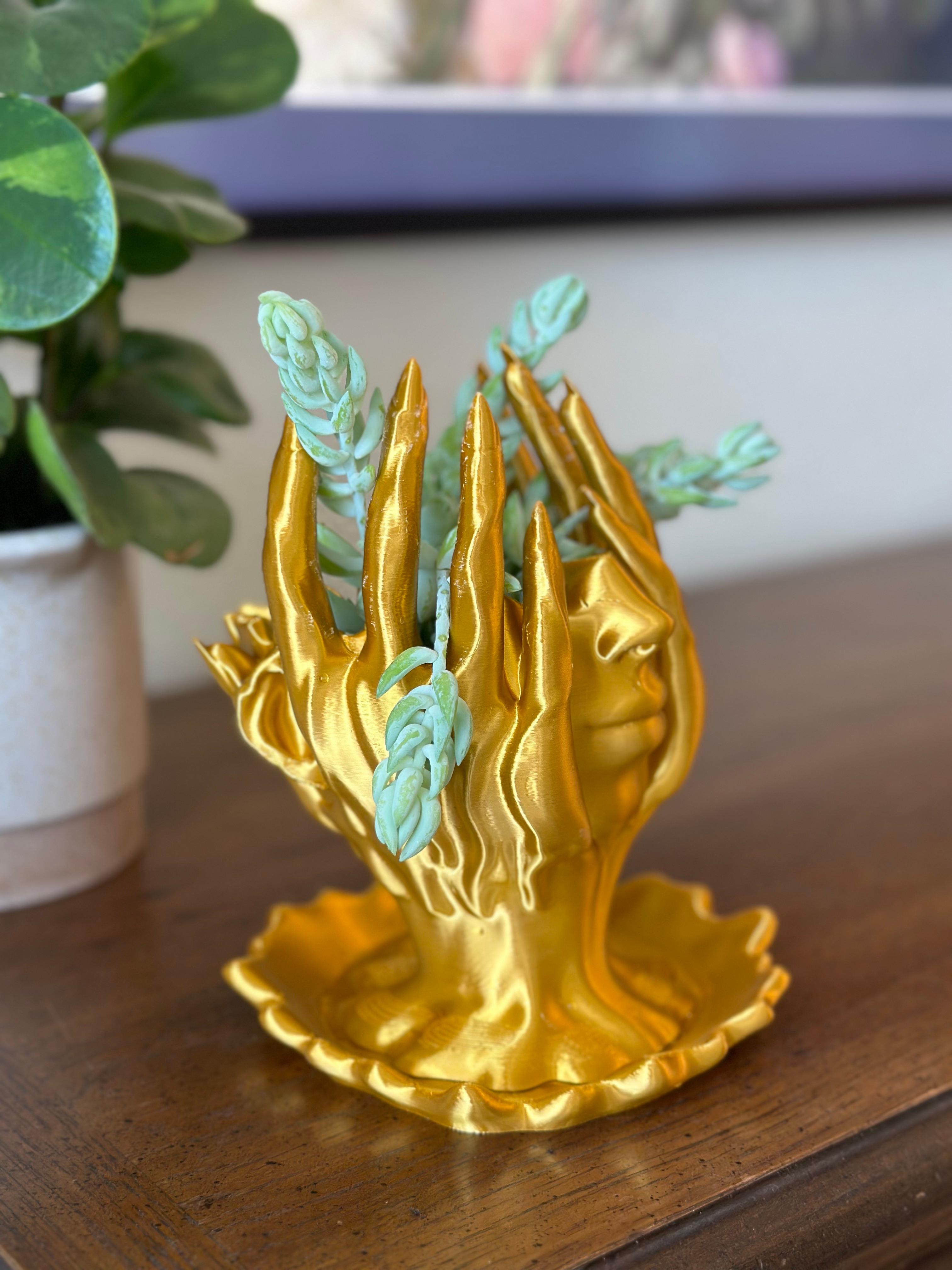 Melted Woman Head- Support Free Planter/Jewelry Holder 3d model