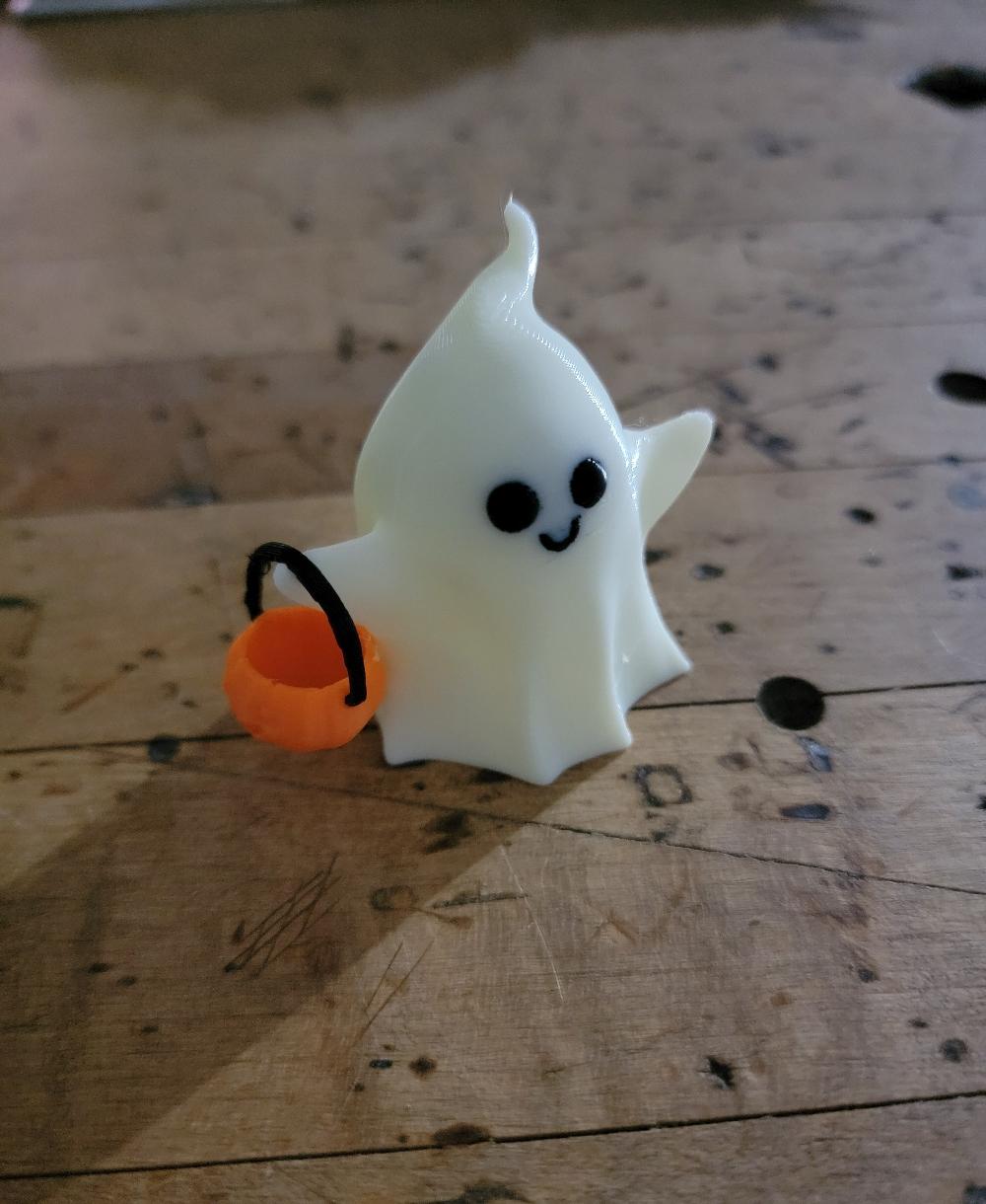 Halloween Ghost Holding a Pumpkin Basket 3d model