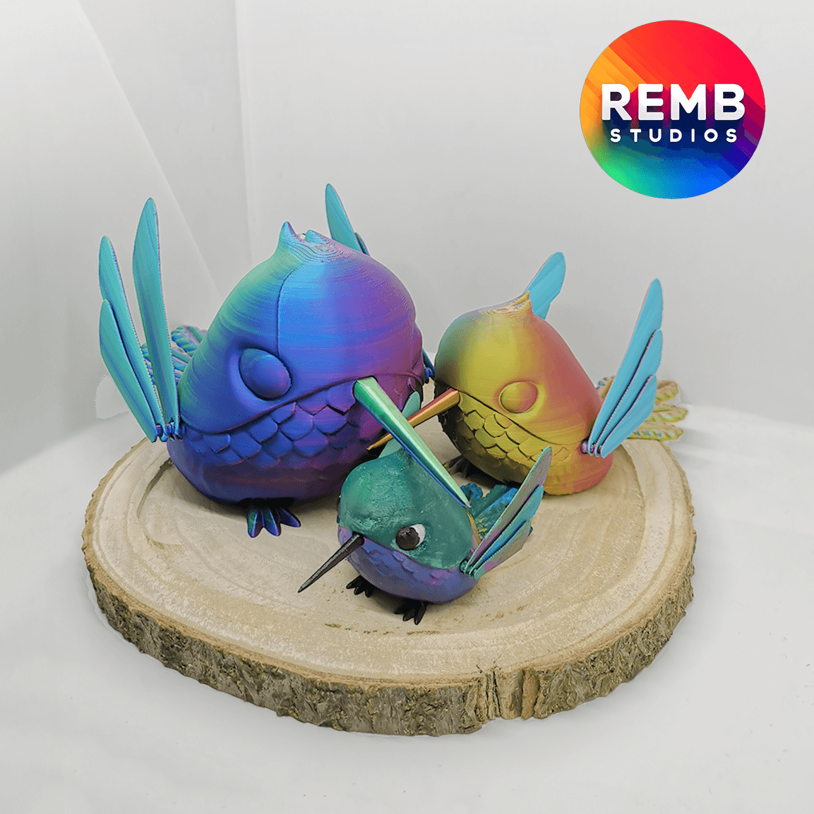 Flexi Hummingbird Remb Studios, STL file for 3D printing, STL print files, Print in Place 3d model