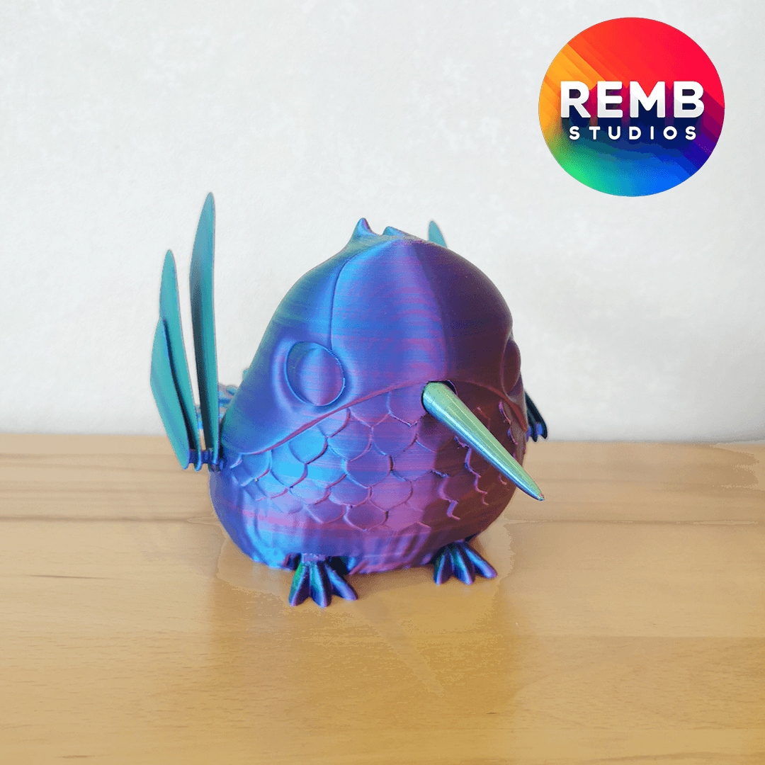 Flexi Hummingbird Remb Studios, STL file for 3D printing, STL print files, Print in Place 3d model