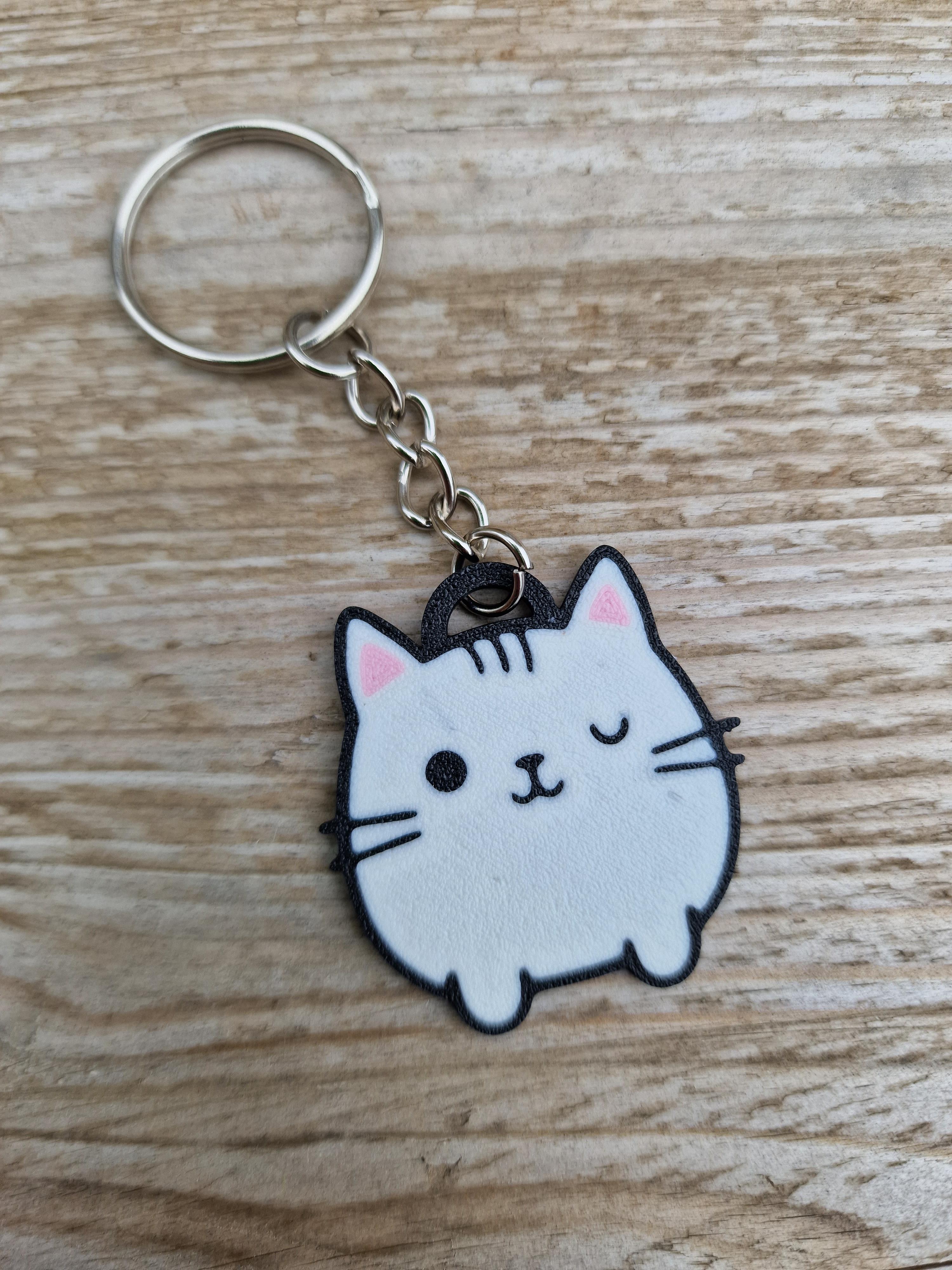 Kawaii Cat Keyring 6 (Single Extruder) 3d model