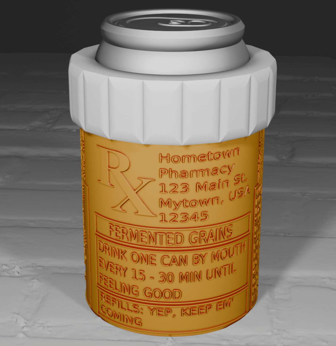 Pill Bottle Beer Can Holder 3d model