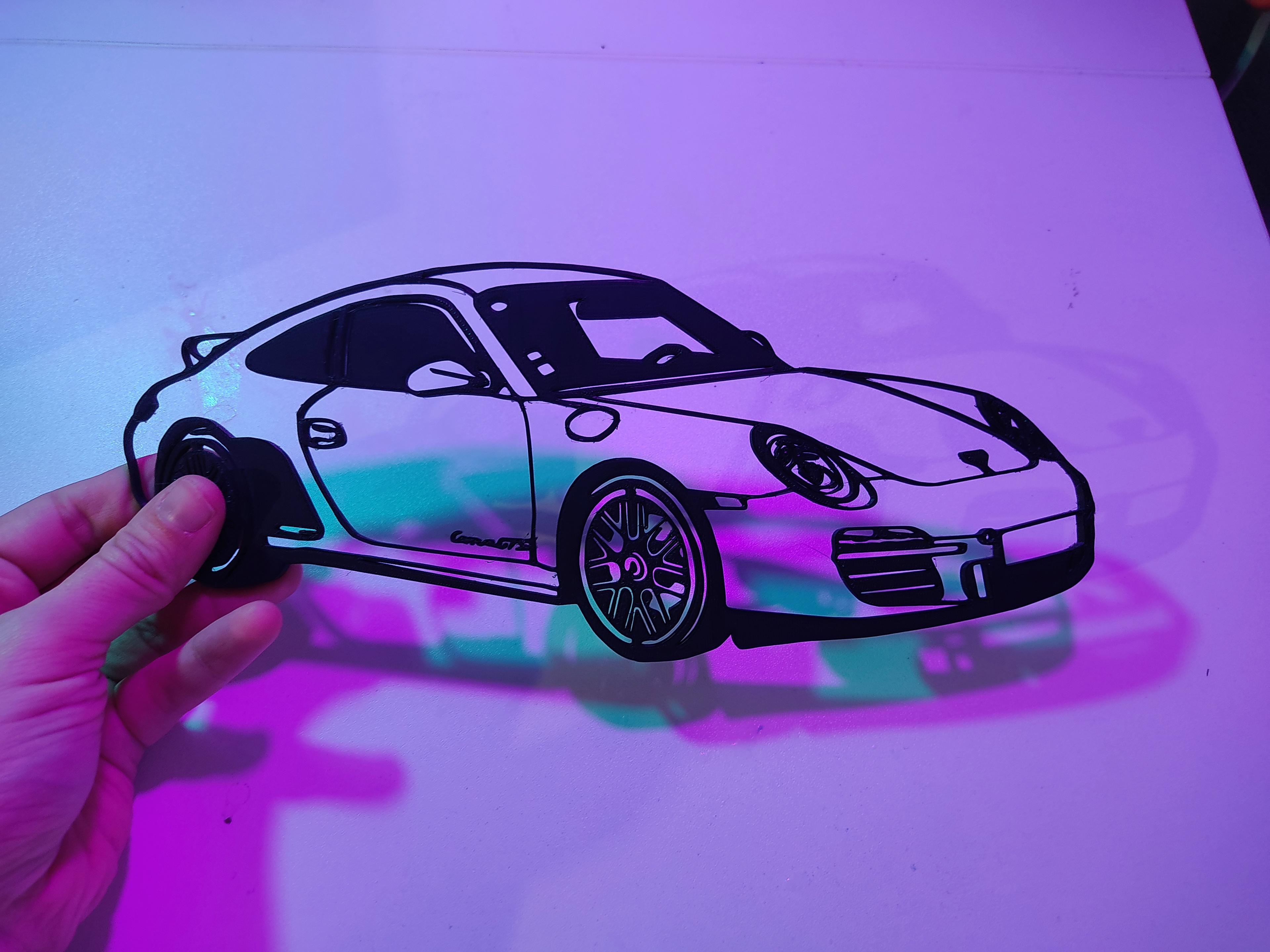 Porsche Carrera 2d wallart, silhouette 3d model