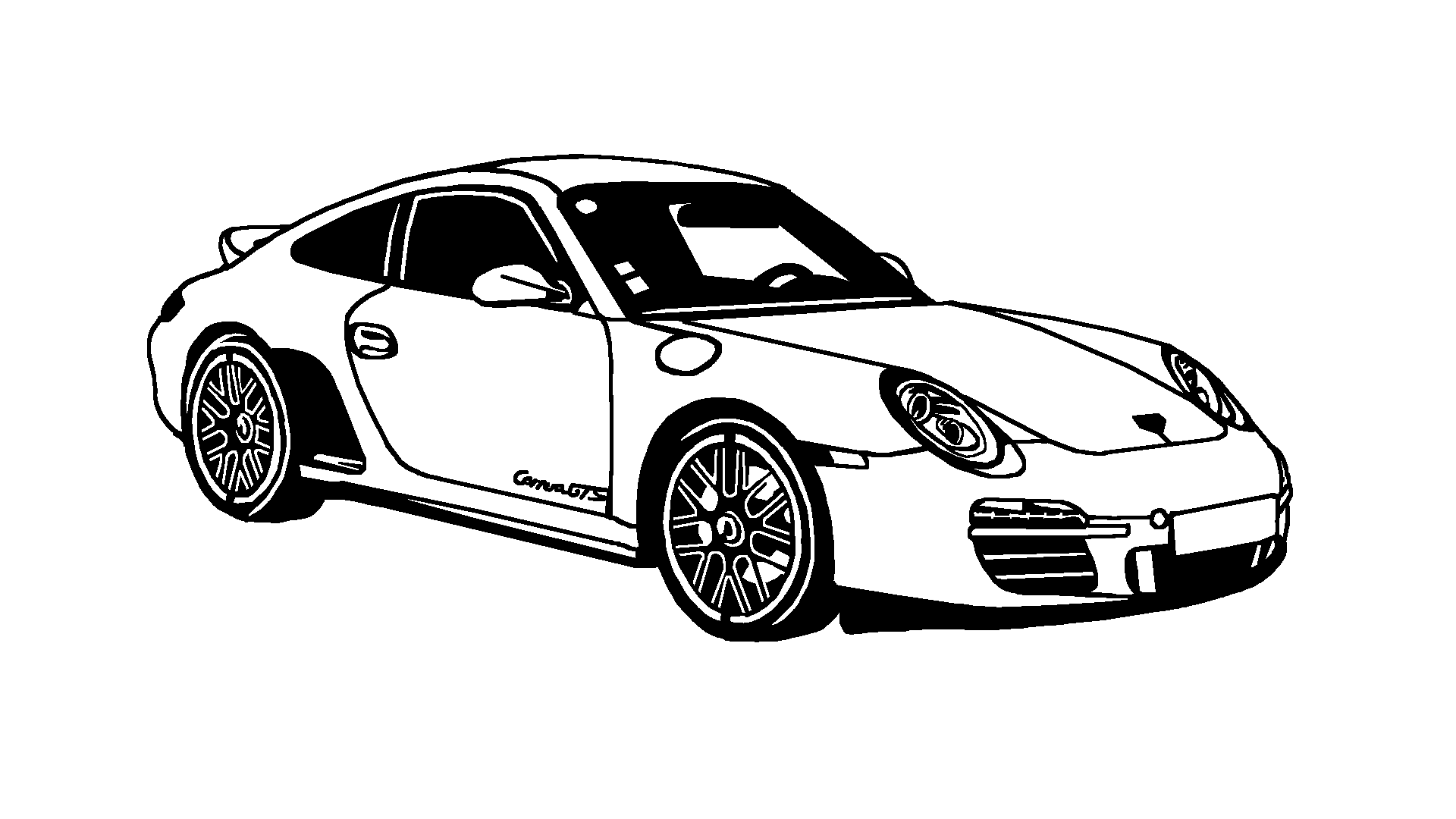 Porsche Carrera 2d wallart, silhouette 3d model