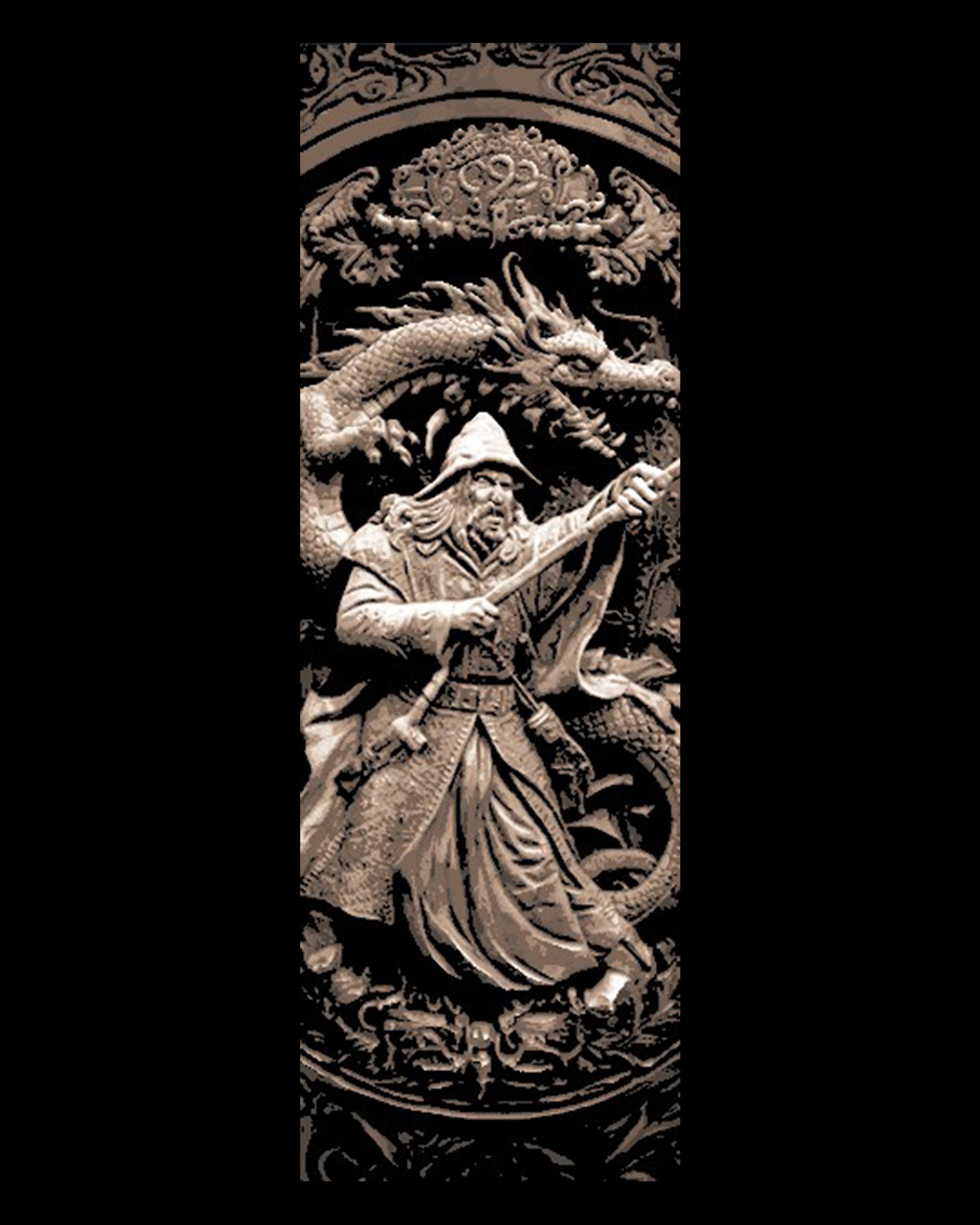 Continuation of the Carved historical depictions of Wizard vs Dragon - Set of Bookmarks 3d model