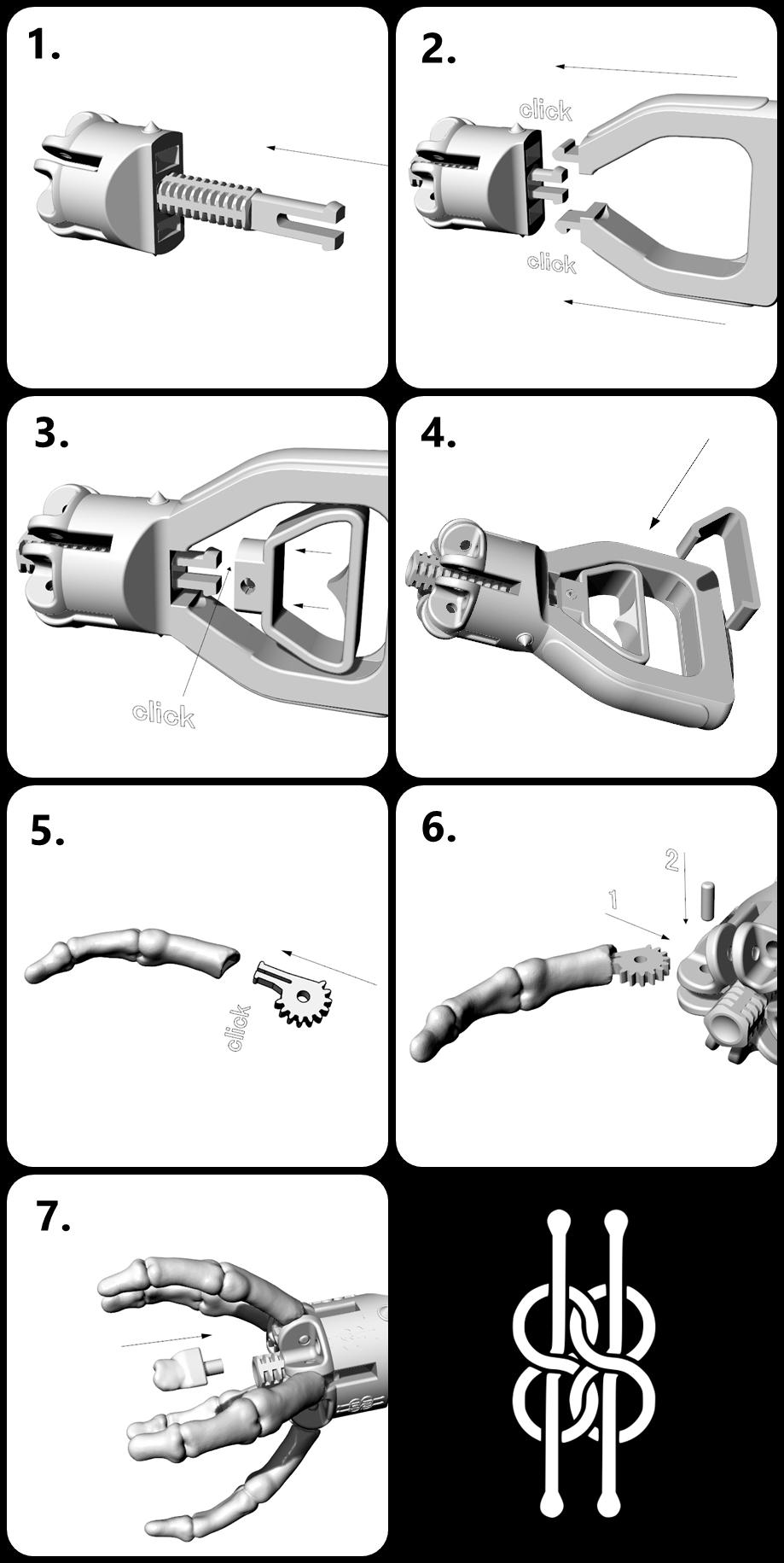 Skeletal Hand grabber 3d model