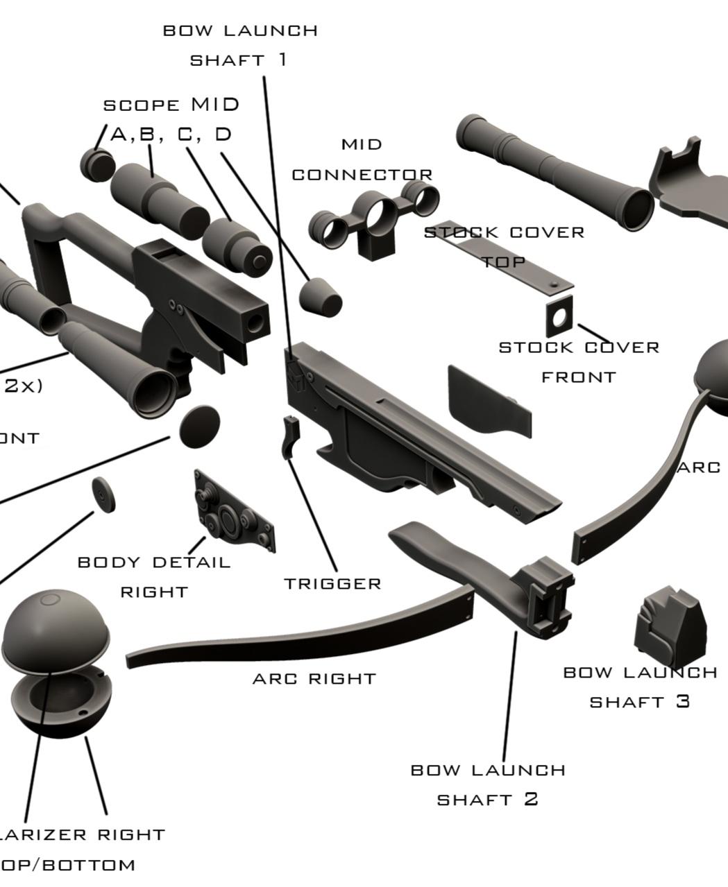 Bowcaster with stand 3d model