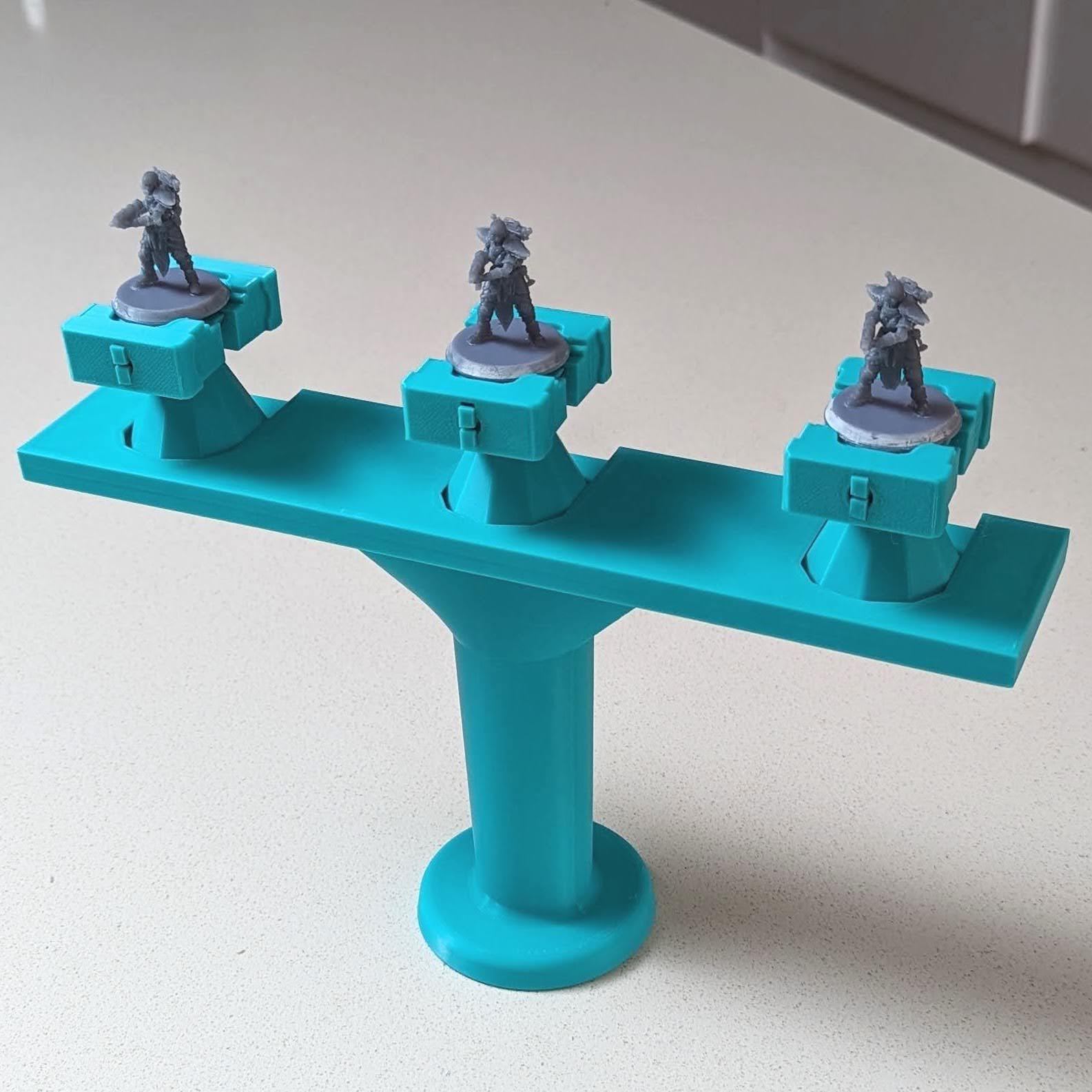 Miniature Paint Spray Platform Holder - 3 Up Multiple 3d model