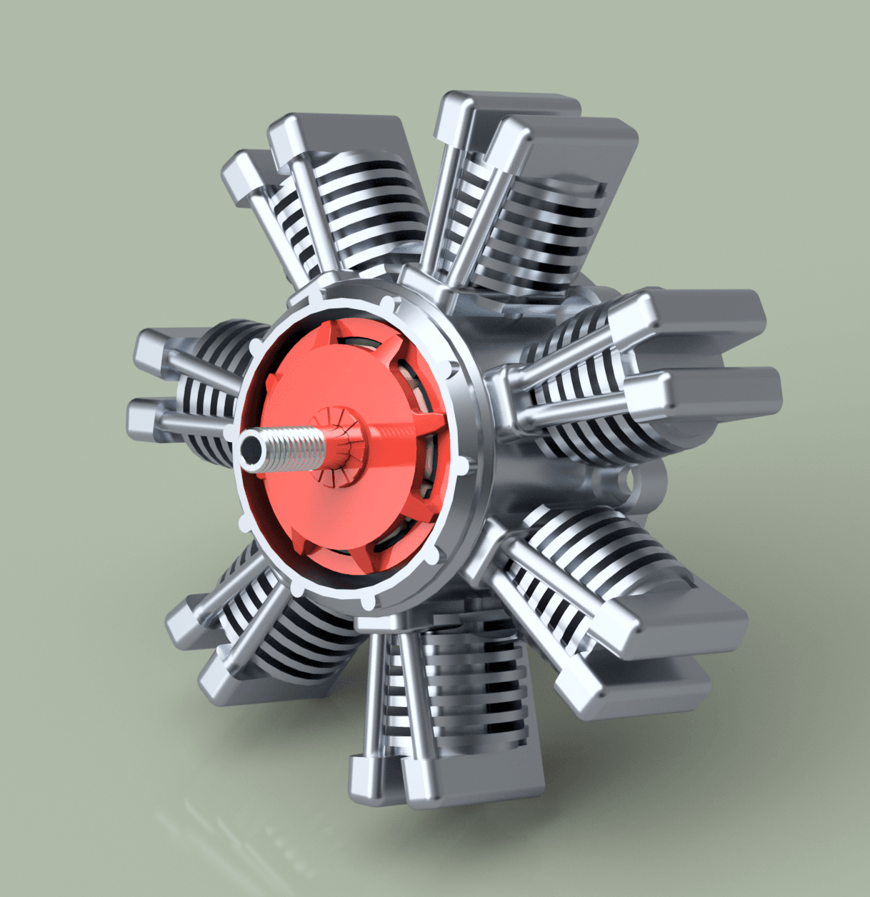 7 Cylinder Radial Engine 3d model