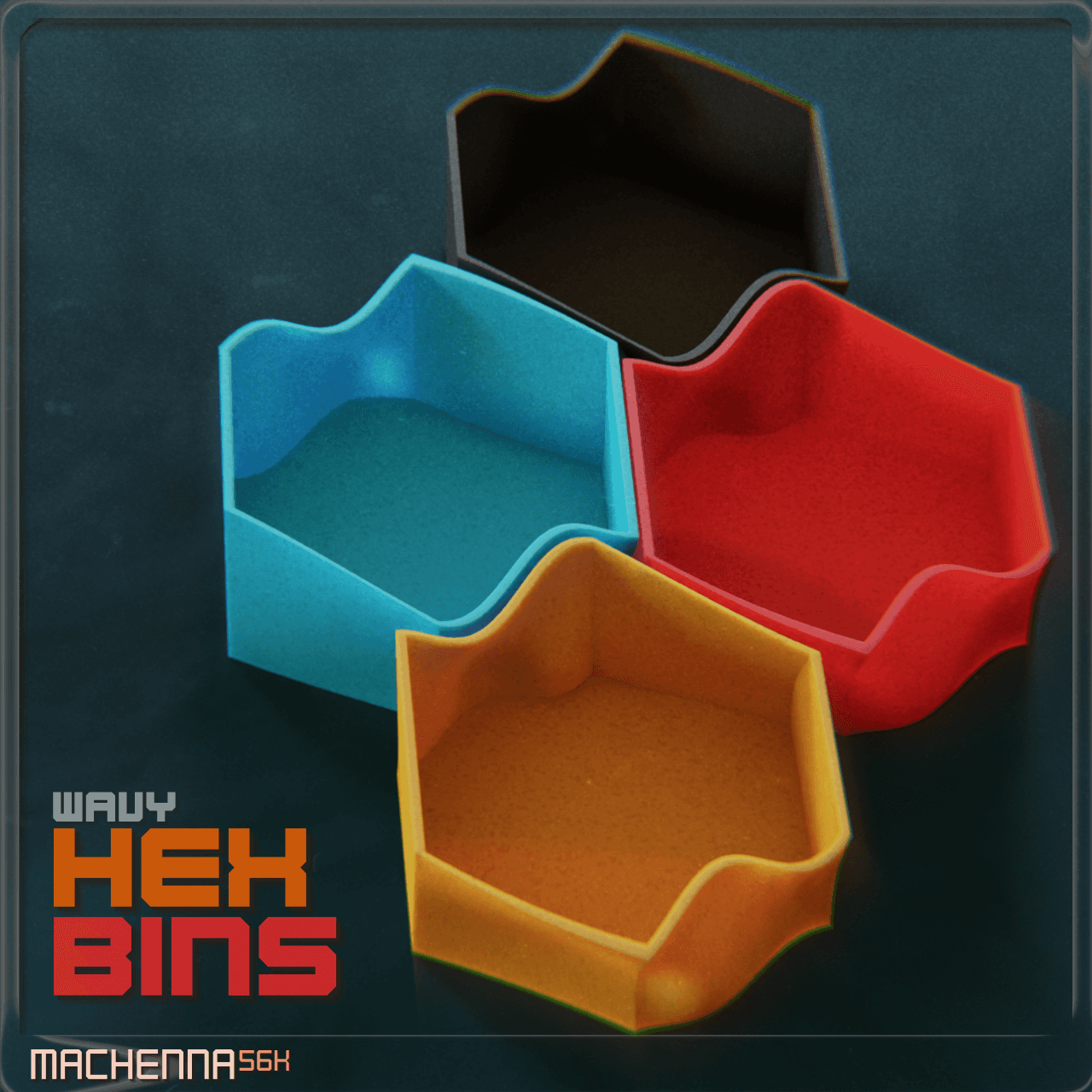 Wavy Hex Bins 3d model