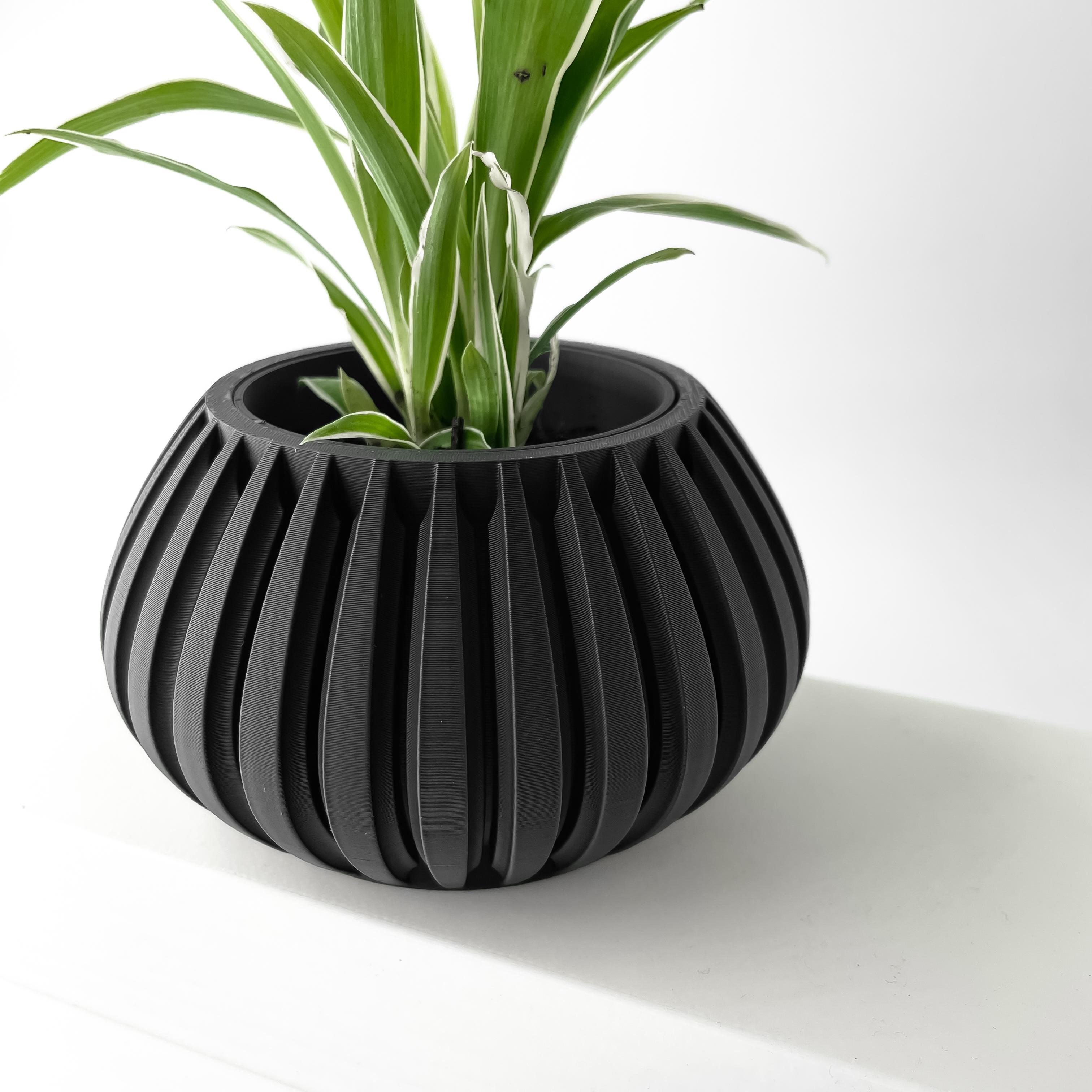 The Leno Planter Pot with Drainage Tray & Stand | Modern and Unique Home Decor for Plants 3d model