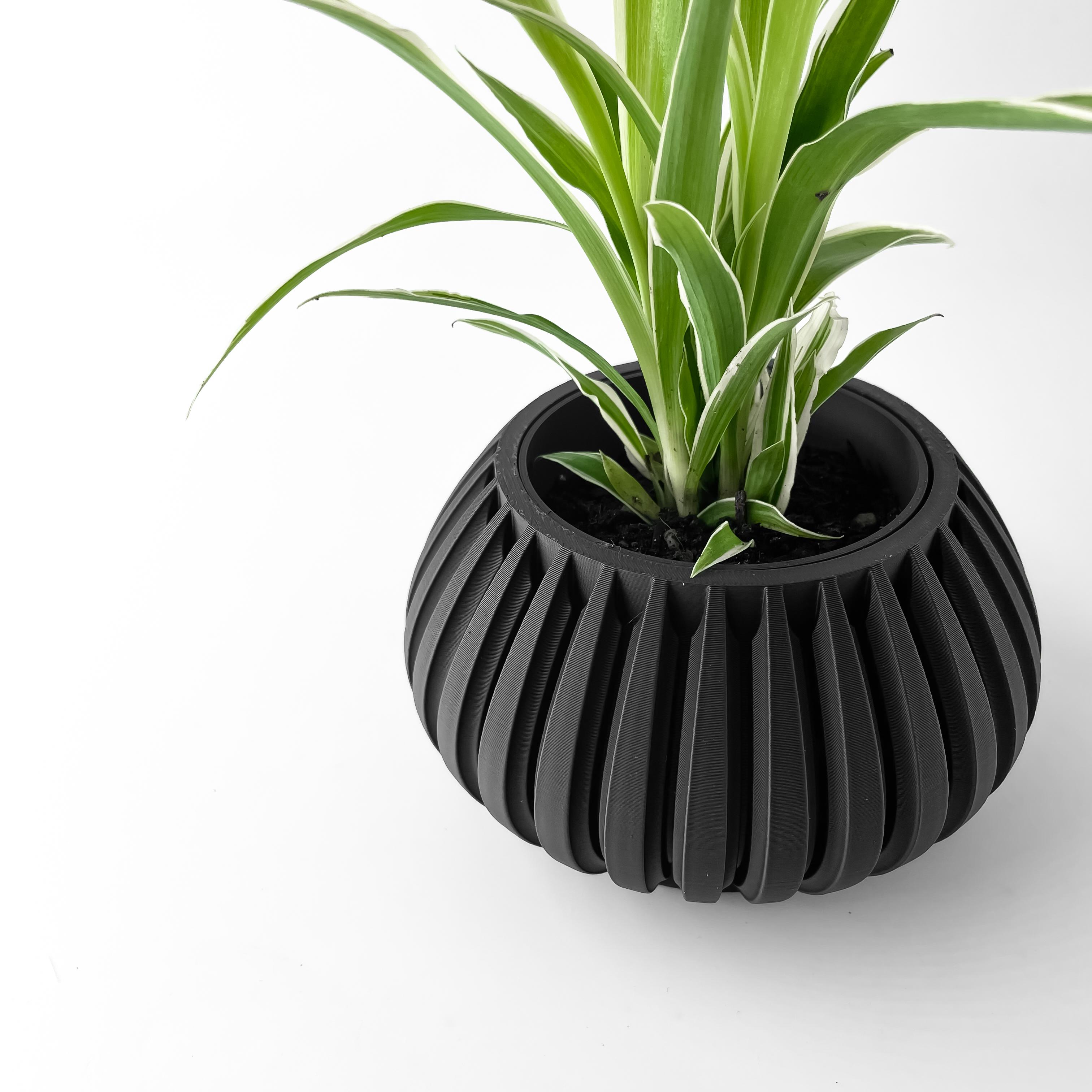 The Leno Planter Pot with Drainage Tray & Stand | Modern and Unique Home Decor for Plants 3d model