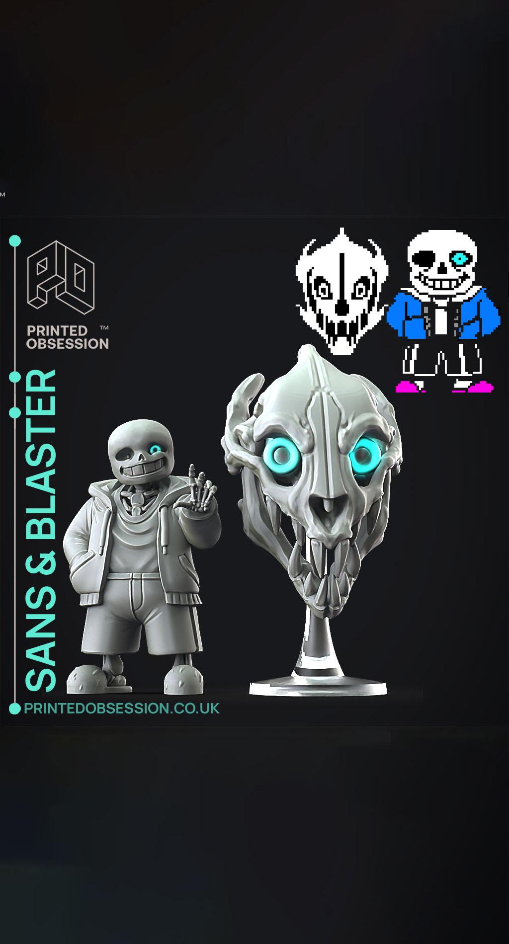 Sans & Gaster Blaster - Undertale - Fan Art 3d model