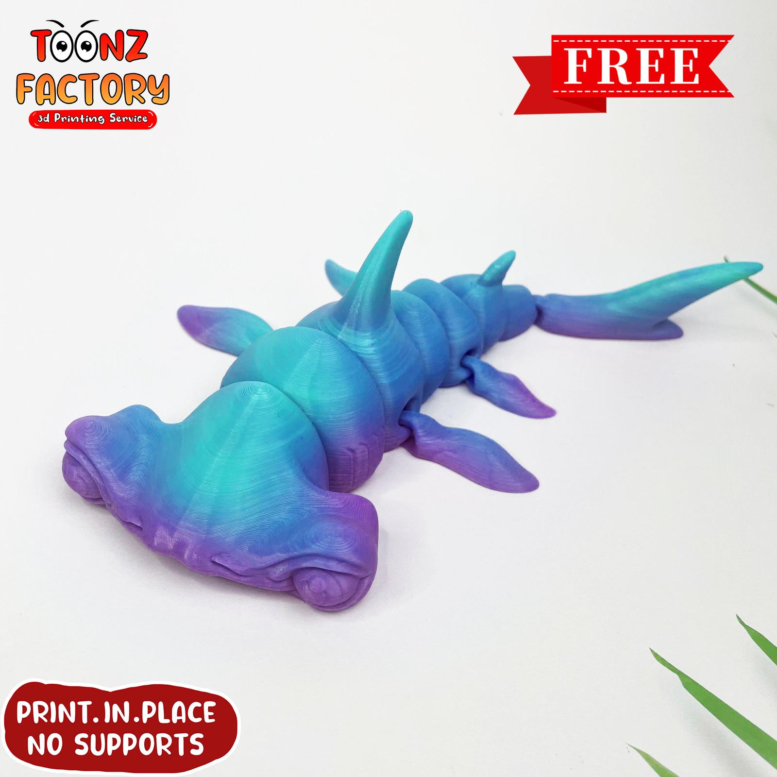 FLEXI PRINT-IN-PLACE HAMMER HEAD SHARK ARTICULATED 3d model