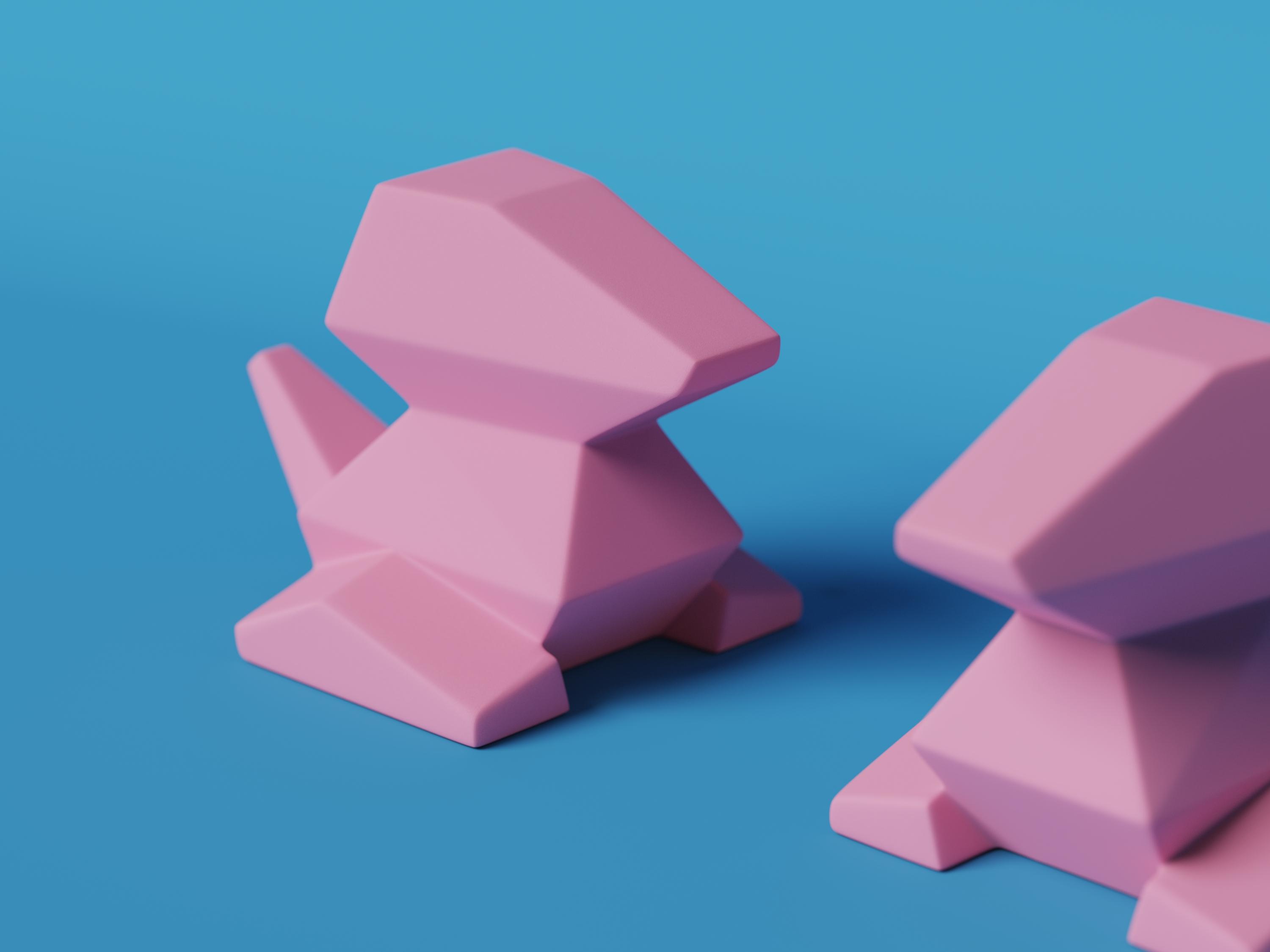 Low-poly Porygon 3d model