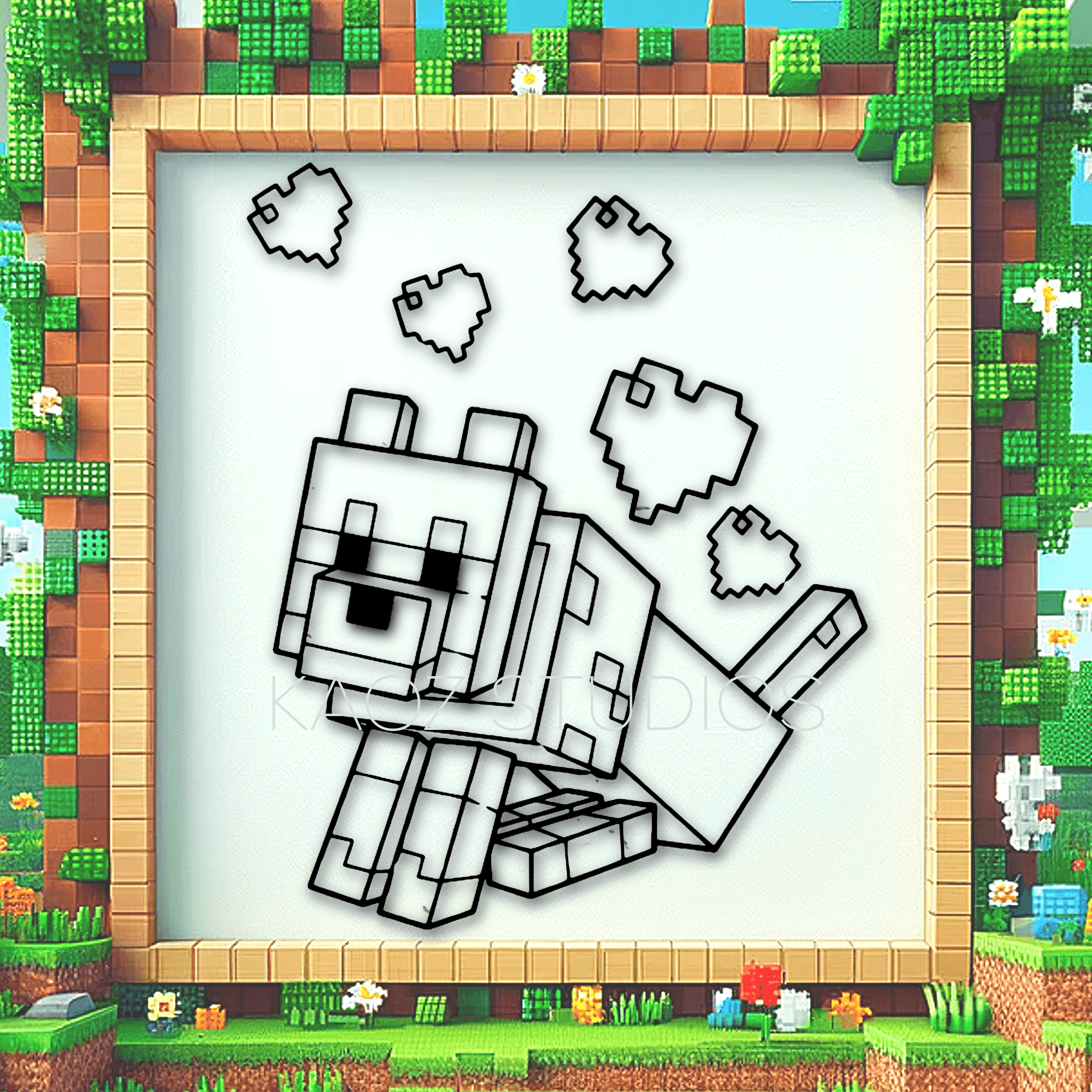 minecraft dog wall art minecraft wolf wall decor gaming decoration 3d model