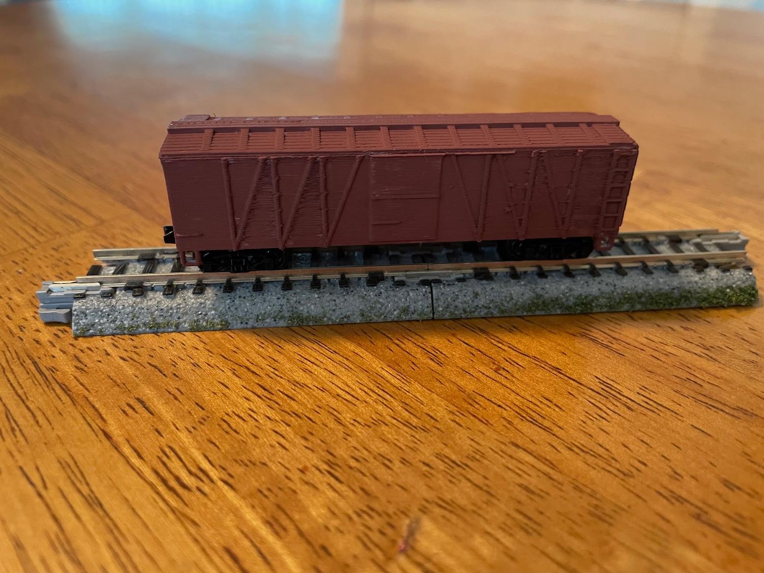 N scale single-sheathed boxcar, wood doors 3d model