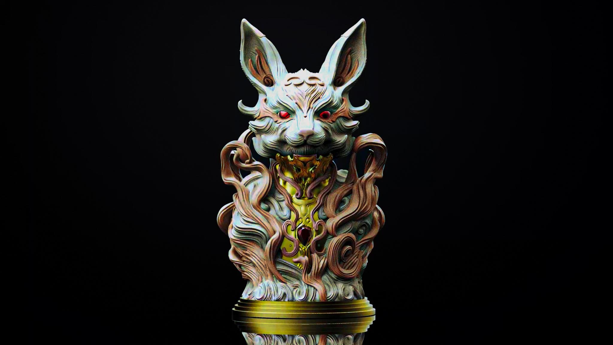 Kitsune Fox Bust (Pre-Supported) 3d model