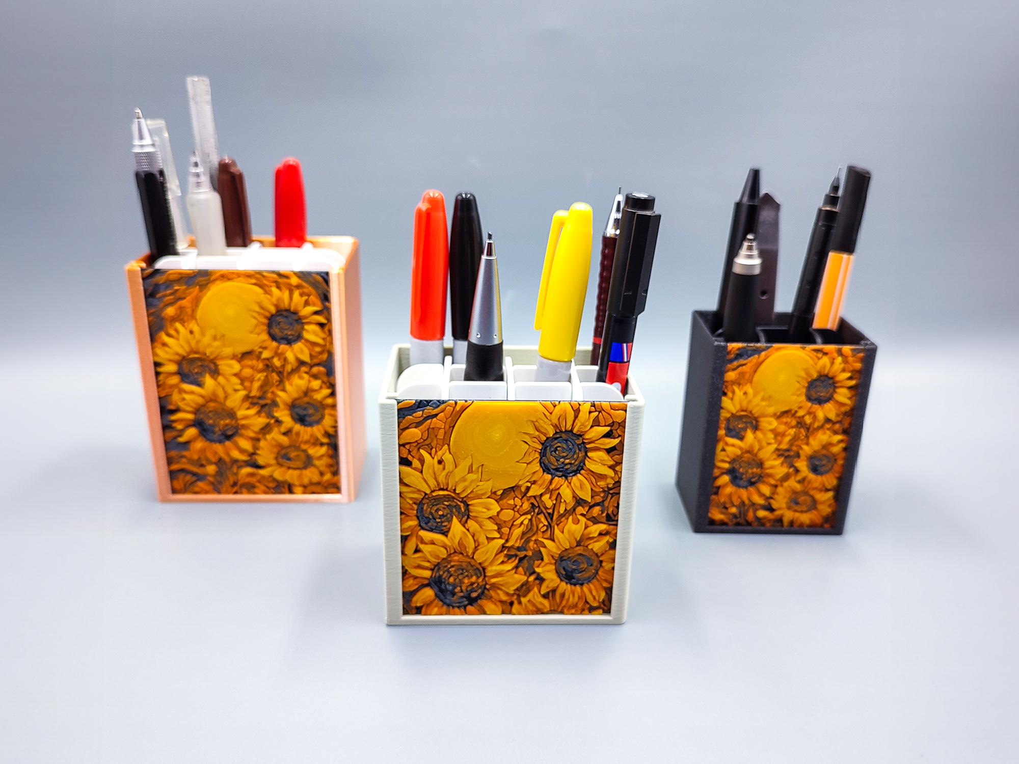 Sunflower Pen Holder Hueforge Stand 3d model