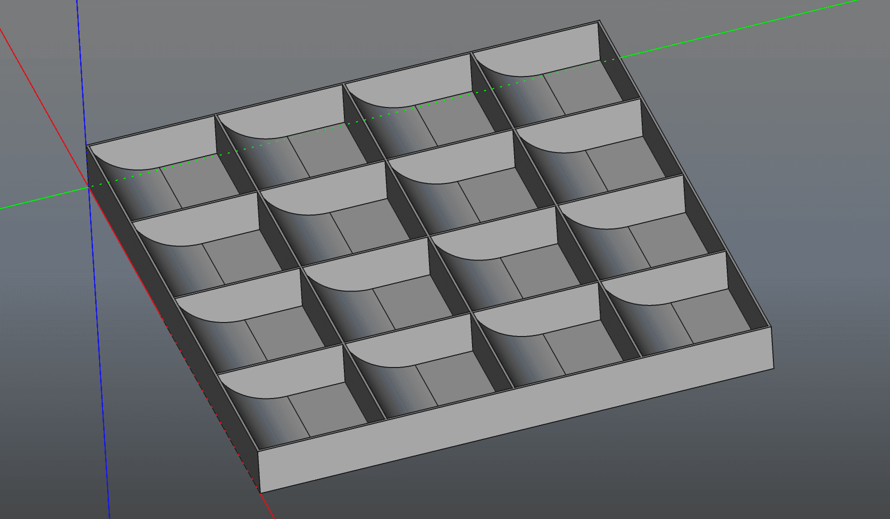 Segmented tray with sloped edges (many configurations 2x2, 4x4, etc)  3d model