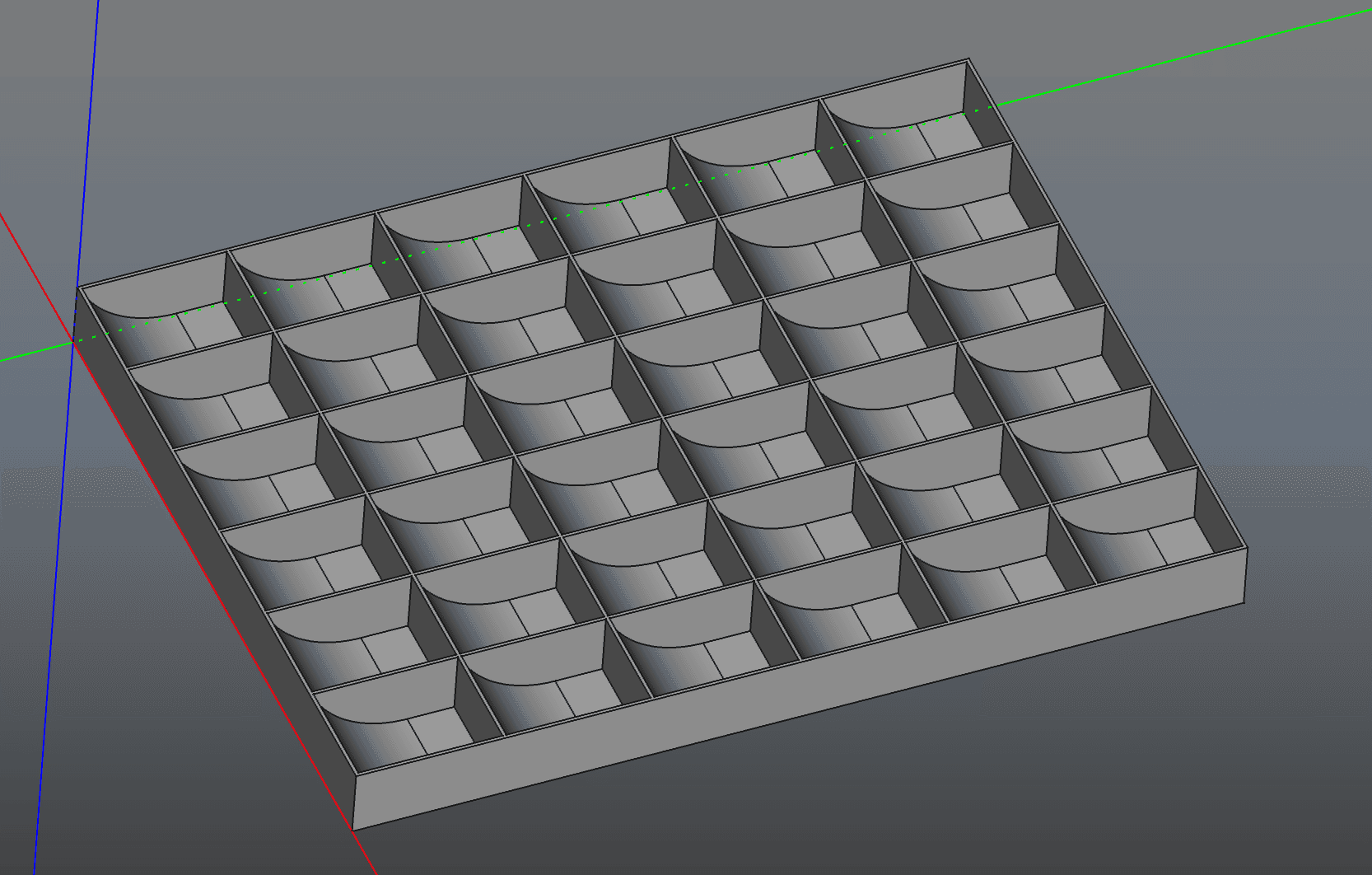 Segmented tray with sloped edges (many configurations 2x2, 4x4, etc)  3d model