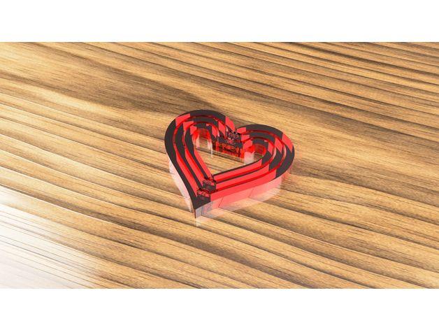 Heart Gyro Keychain (Last minute gift for Valentine's Day) 3d model