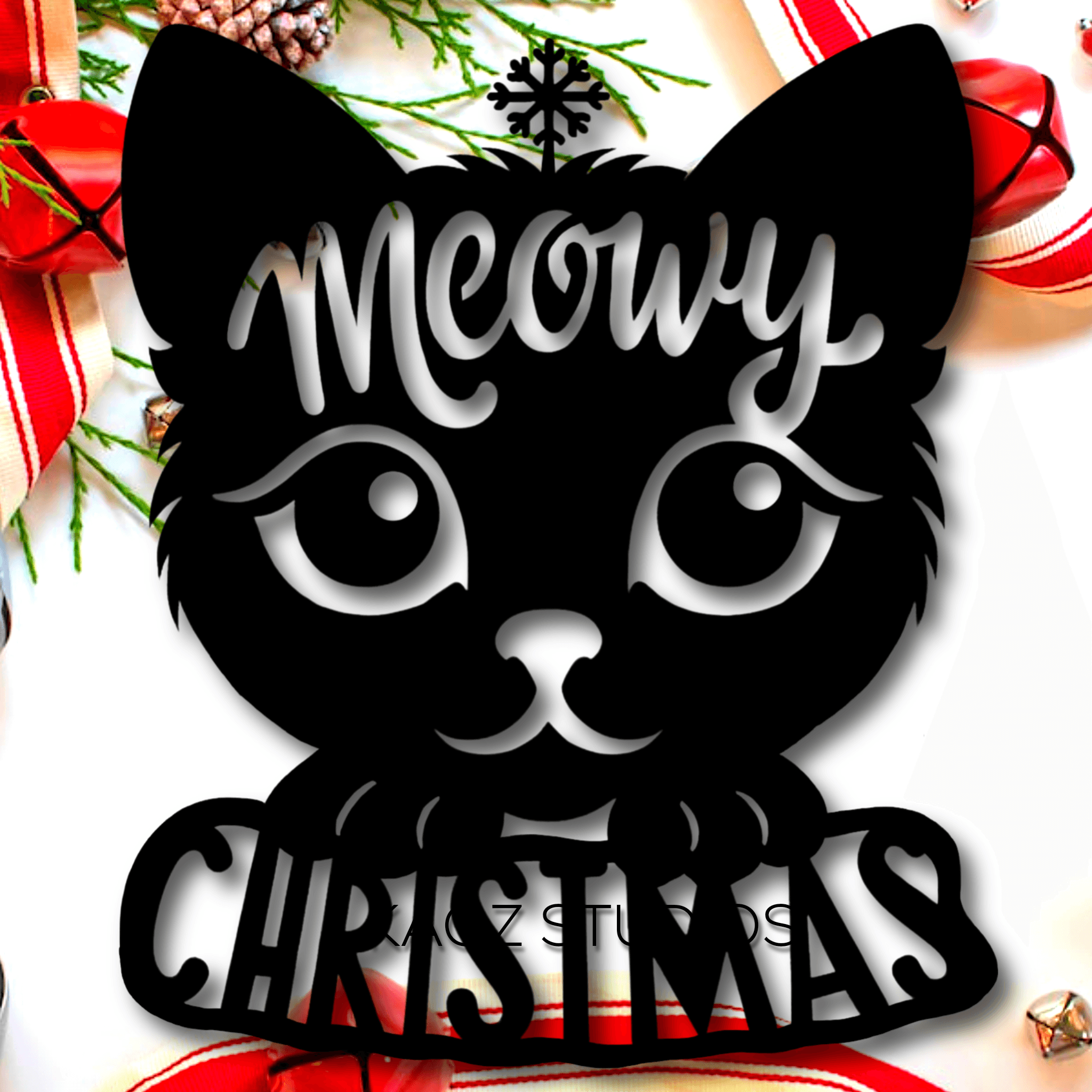 meowy christmas wall art kitten christmas wall decor cat decoration sign 3d model