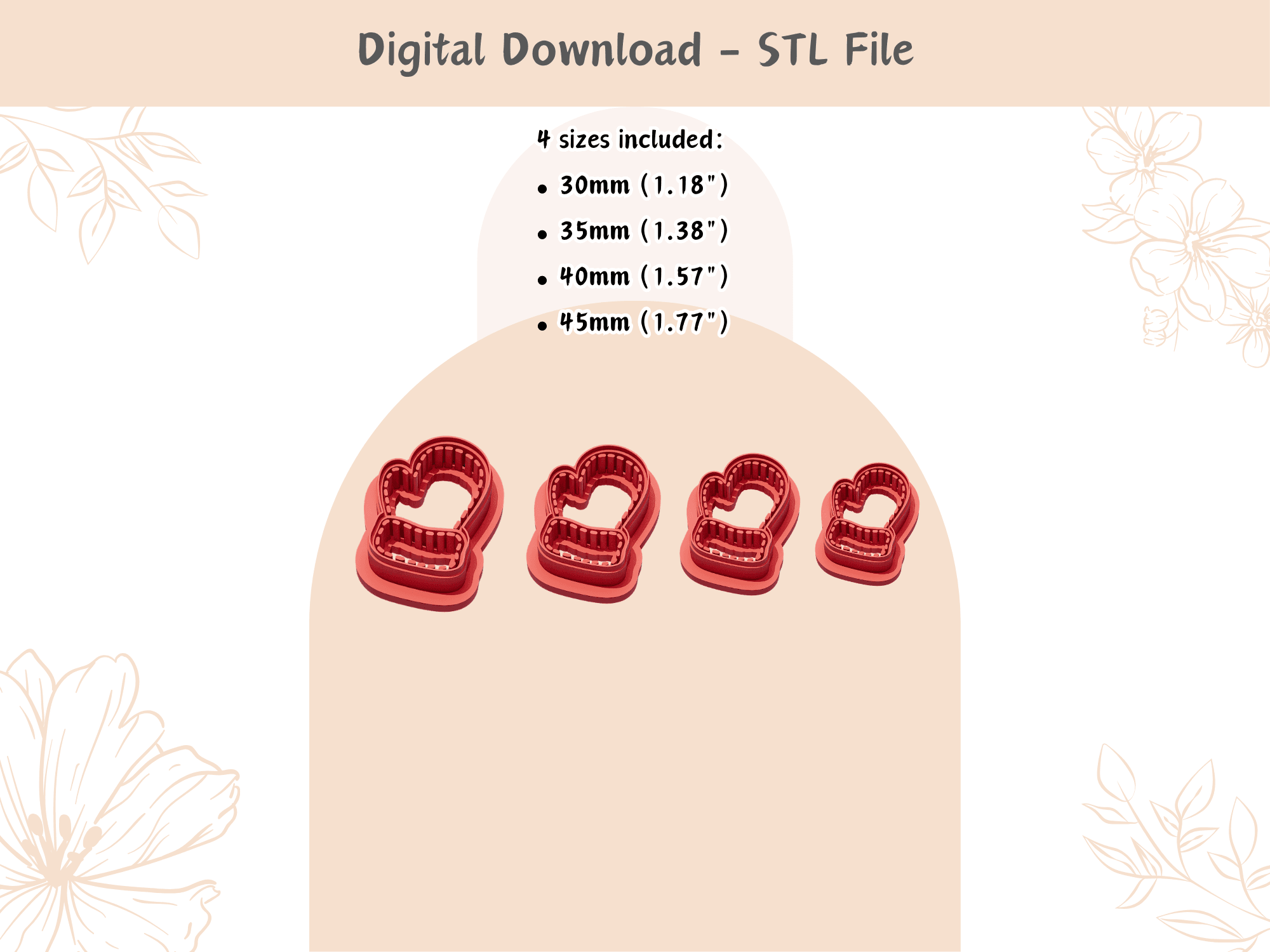 Christmas Stitch Glove Clay Cutter for Polymer Clay | Digital STL File | Clay Tools | 4 Sizes 3d model