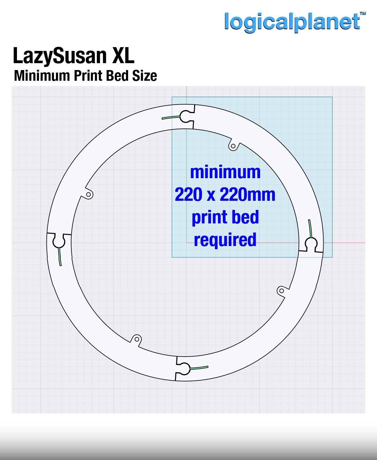 XL Turntable (380mm Lazy Susan), printed on a 220mm bed  3d model