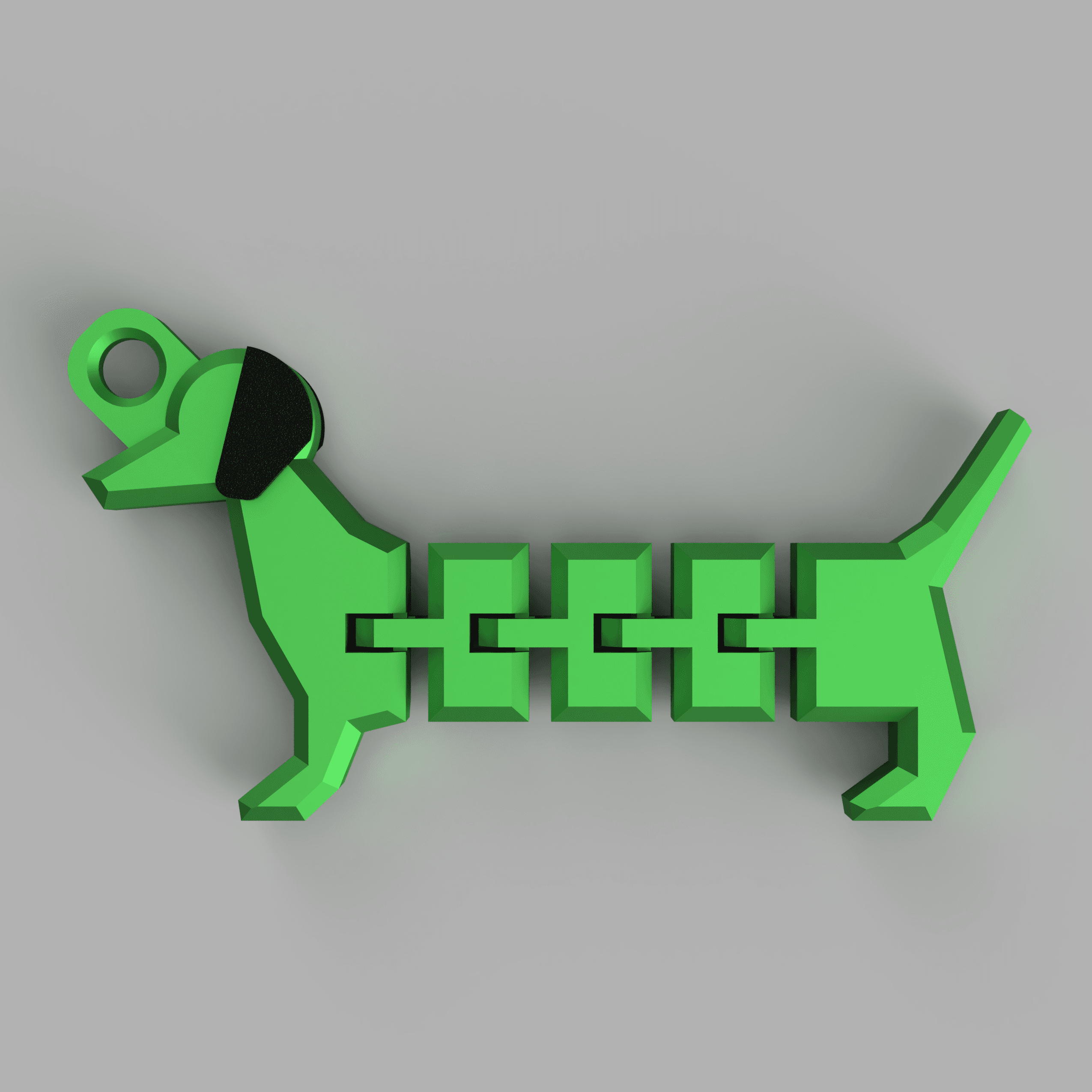 Articulated Sausage Dog Keychain - Different Lengths Available 3d model