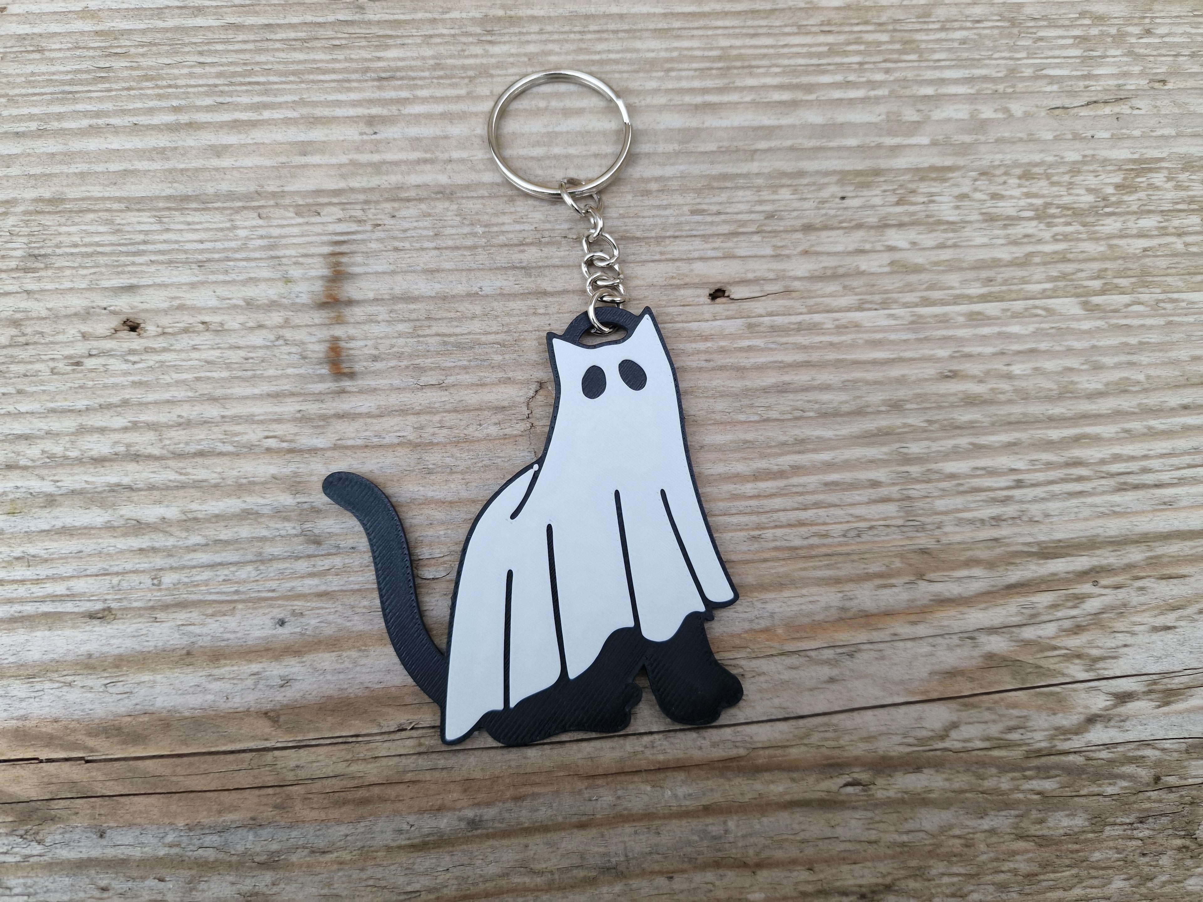 Cat Sheet Ghost 1 -  Keyring - Single Extruder - 3d model