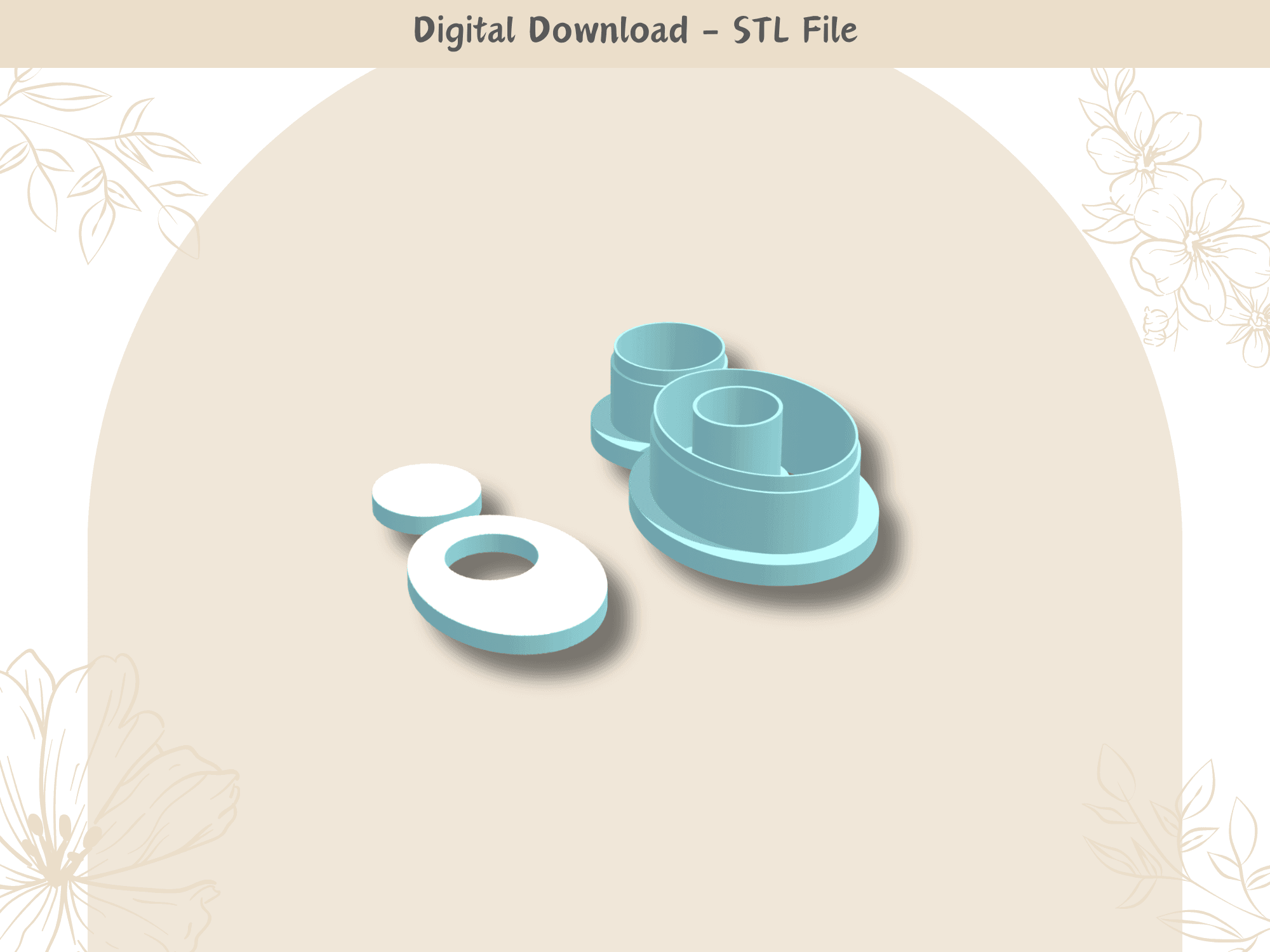 Oval 2 parts Clay Cutter for Polymer Clay | Digital STL File | Clay Tools | 4 Sizes Clay Cutters  3d model